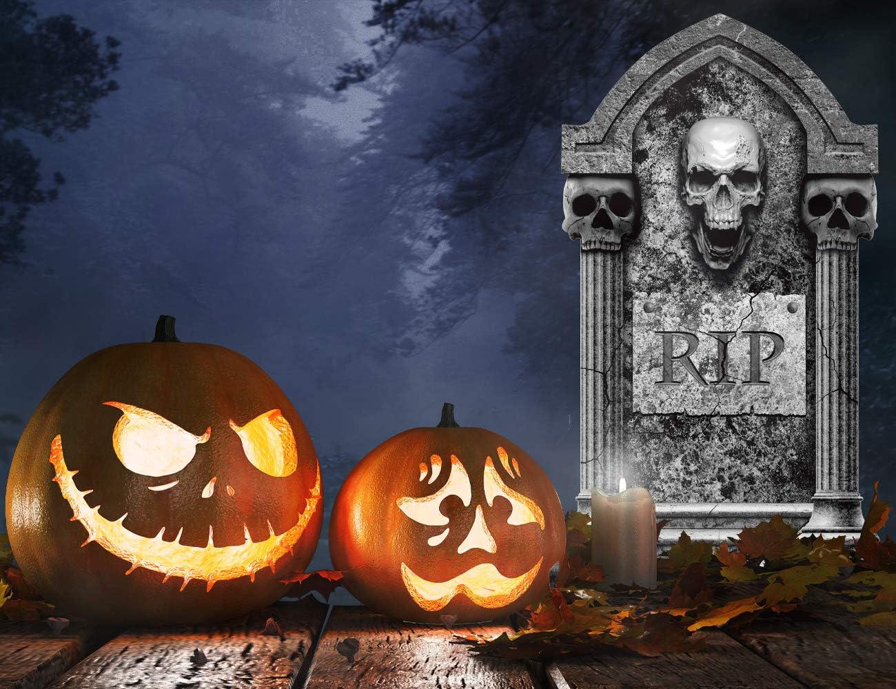 KIDPAR Halloween 16" Plastic RIP Graveyard Tombstones(5 Pack),Headstone Decorations and 10 Bonus Plastic Stakes for Halloween Yard Decorations,Tombstone Decorations Outdoor