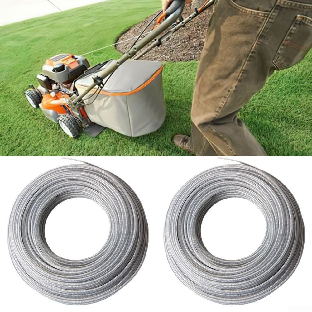 Fil d'acier de 4 mm pour tondeuse à gazon - 15 m - Robuste - Pour l'entretien de la pelouse et les débroussailleuses - Bobine de rechange (4)