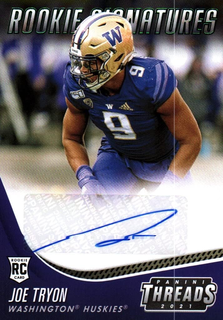 Joe Tryon Rookie Signatures Autographed Rookie Card Collectible Football Card - 2021 Panini Threads Rookie Signatures Football Card #TS-JTR (Washington Huskies) Free Shipping