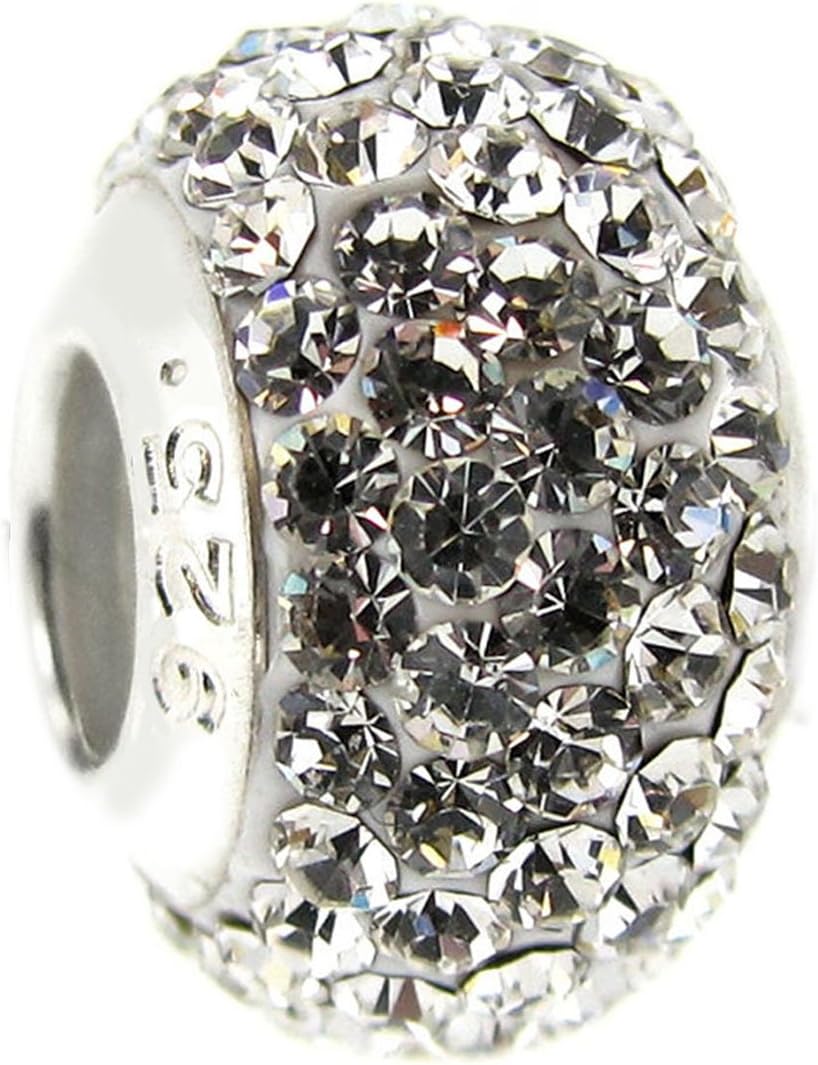 Sterling Silve Simulated Birthstone Round Crystal Bead European Style Bead Charm