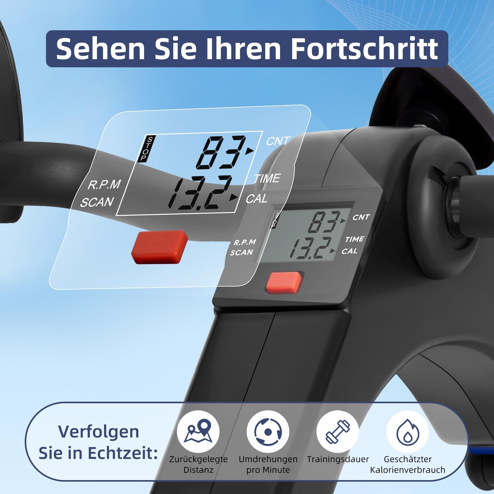 EVOLAND Mini Bike, Arm und Beintrainer Heimtrainer, Hometrainer, Fitnesstrainer, Sportgerät, Minifahrrad Bewegungstrainer Fitnessgerät für Zuhause Büro