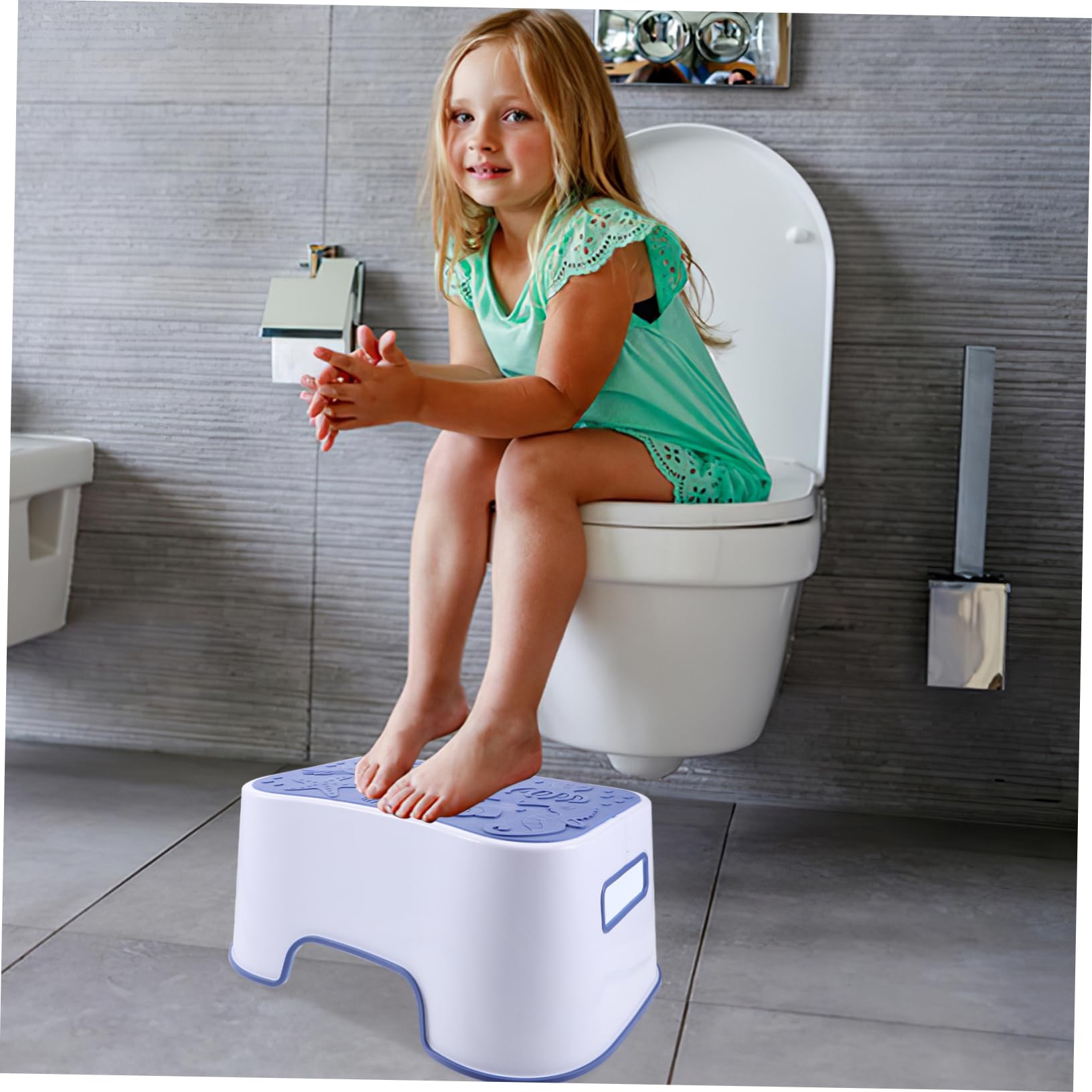 Sgabello da Wc in Plastica Pp Blu, Scalino Bagno Compatto | Toilette, Salvaspazio, Stile Chic ed Elegante, Categoria Toilet Assistance Steps