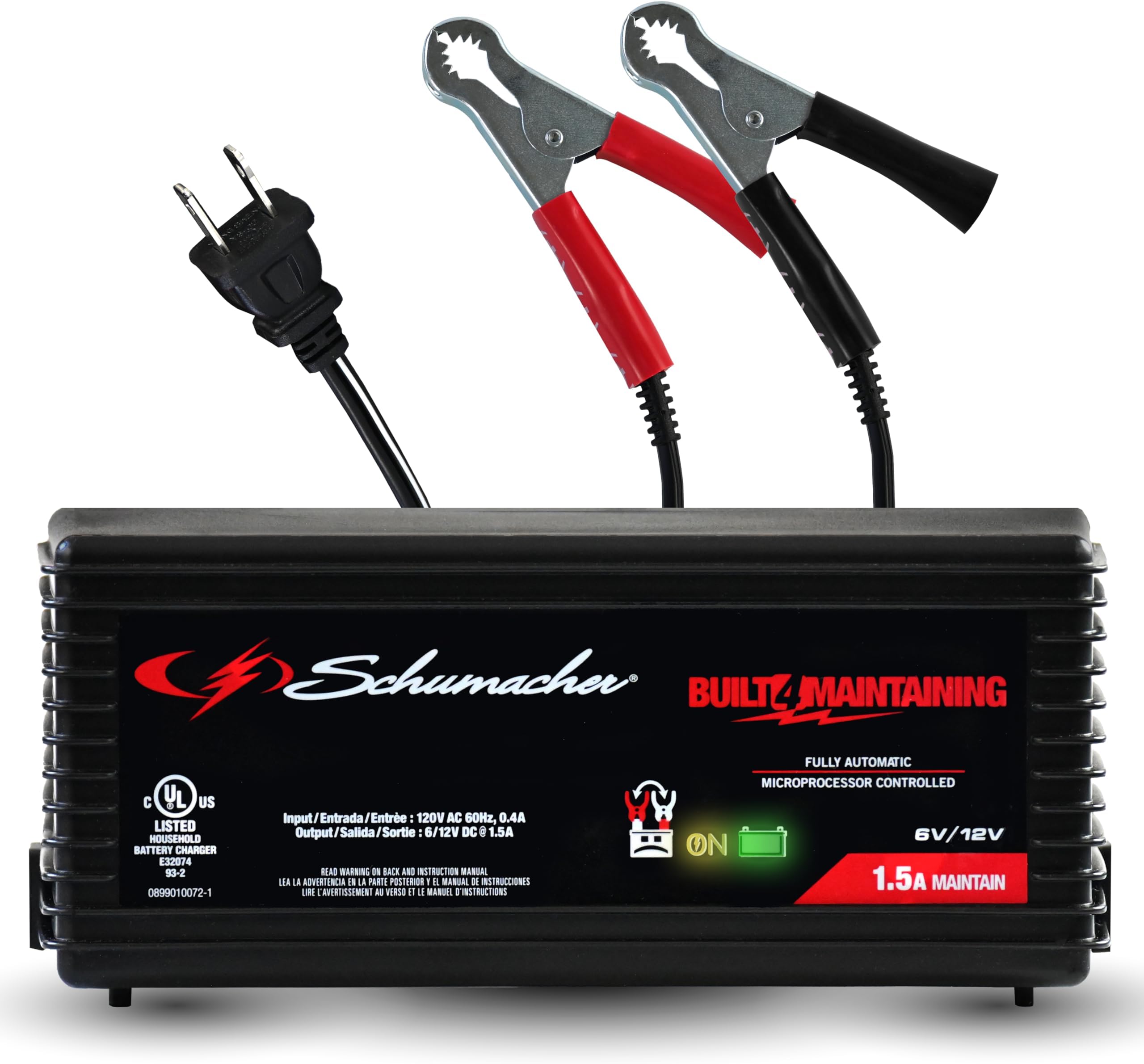 Schumacher Electric 3-in-1 Battery Charger, Maintainer, and Desulfator, SC1355 Fully Automatic - 1.5 Amp, 6 Volt and 12 Volt - For Motorcycle, Power Sport, Car, and Marine Batteries