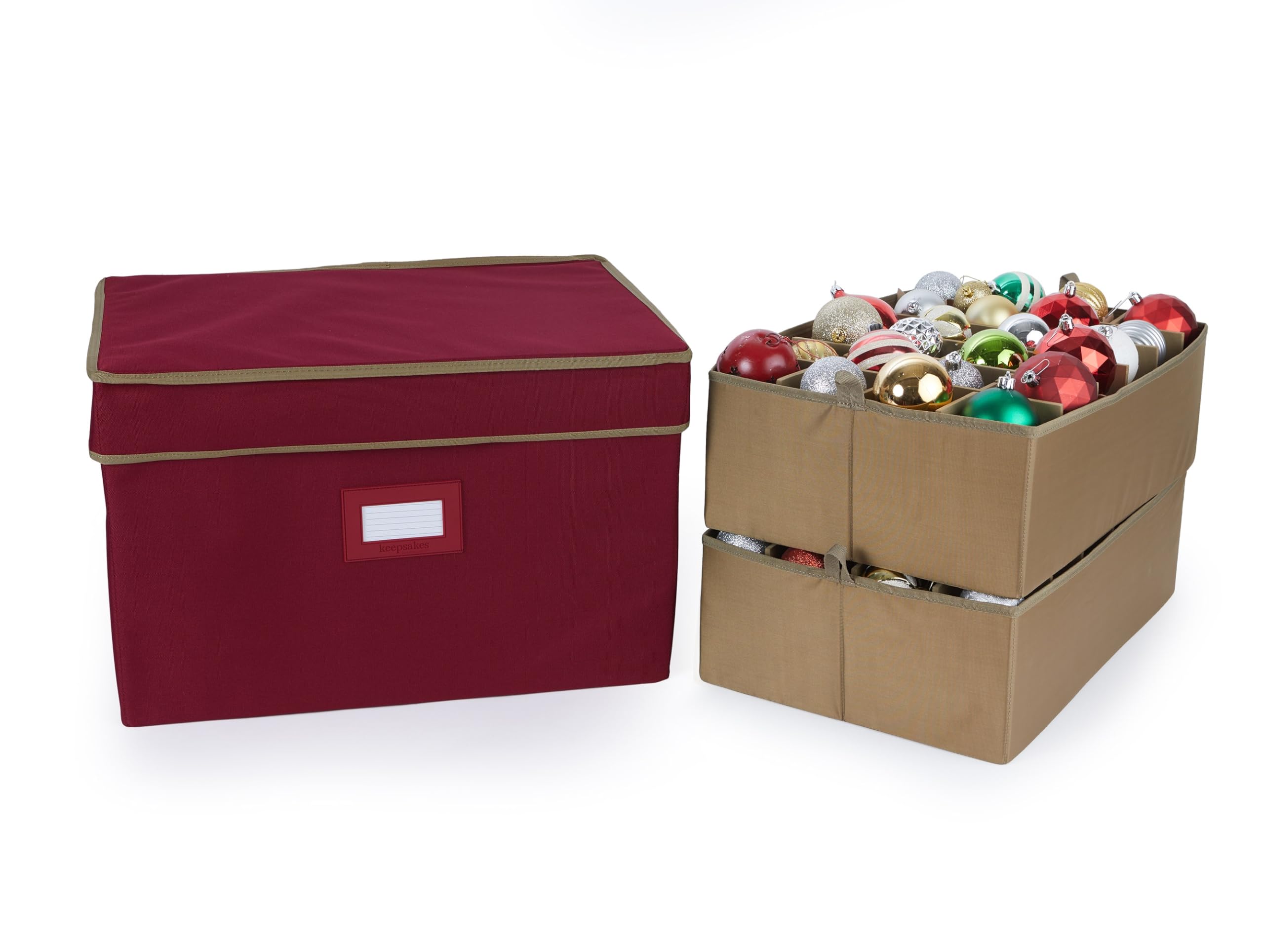 Covermates Adjustable Ornament Storage Box, 19.25" W x 13" D x 12.5" H, Red