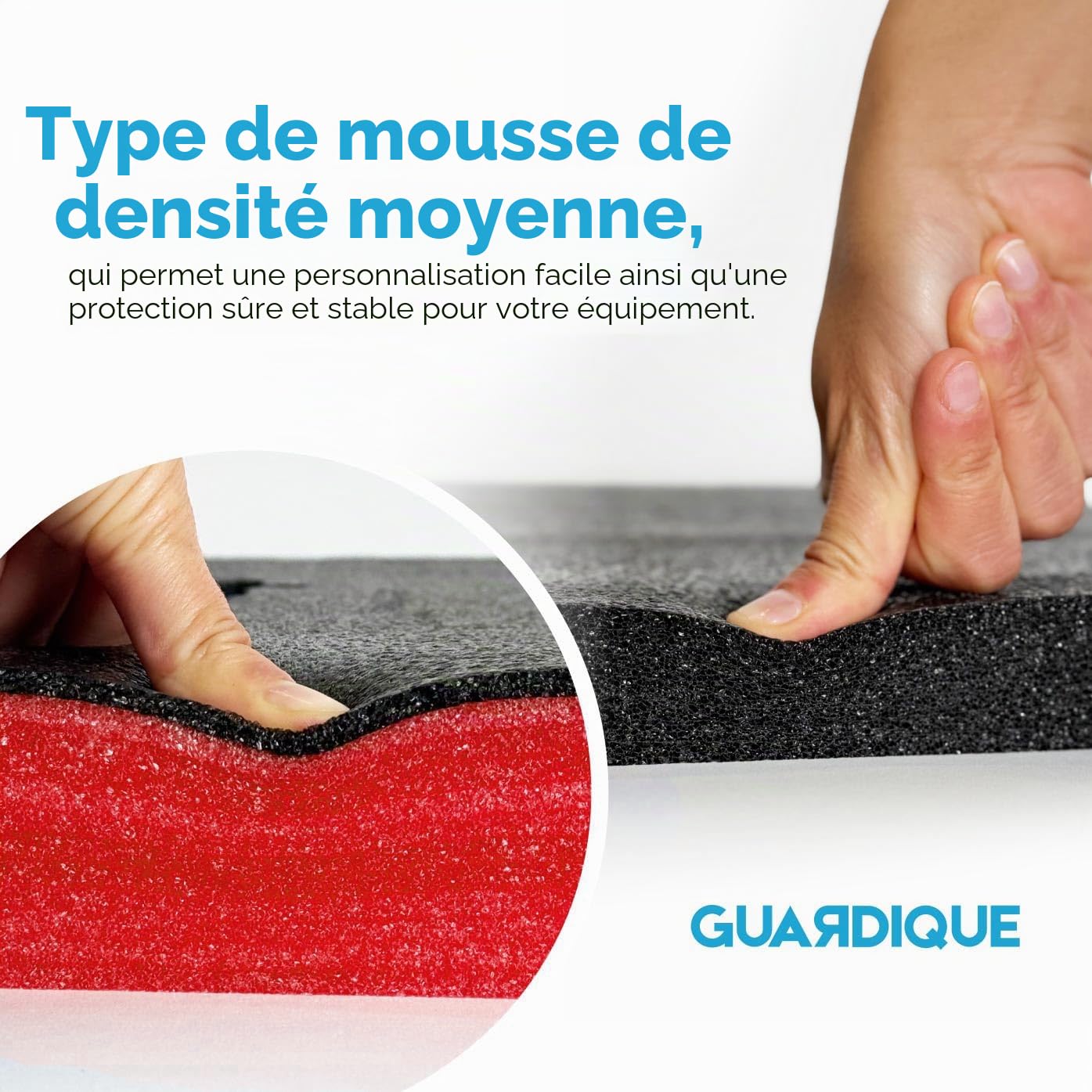 Mousse de Protection Multicouche | Lot de 5 | Insert Personnalisable à Découper et Décoller | 600 x 400 x 30 mm, Rouge et noir