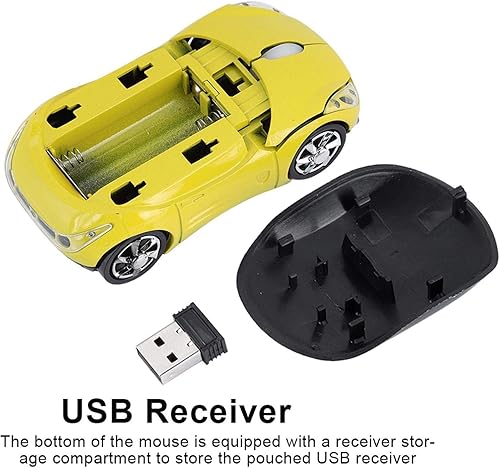 Miniatura 7 de ASHATA Ratón inalámbrico, ratón deportivo de 2.4 G, con forma de coche, ratón óptico Bluetooth con receptor USB, lindo ratón portátil de 1600 DPI