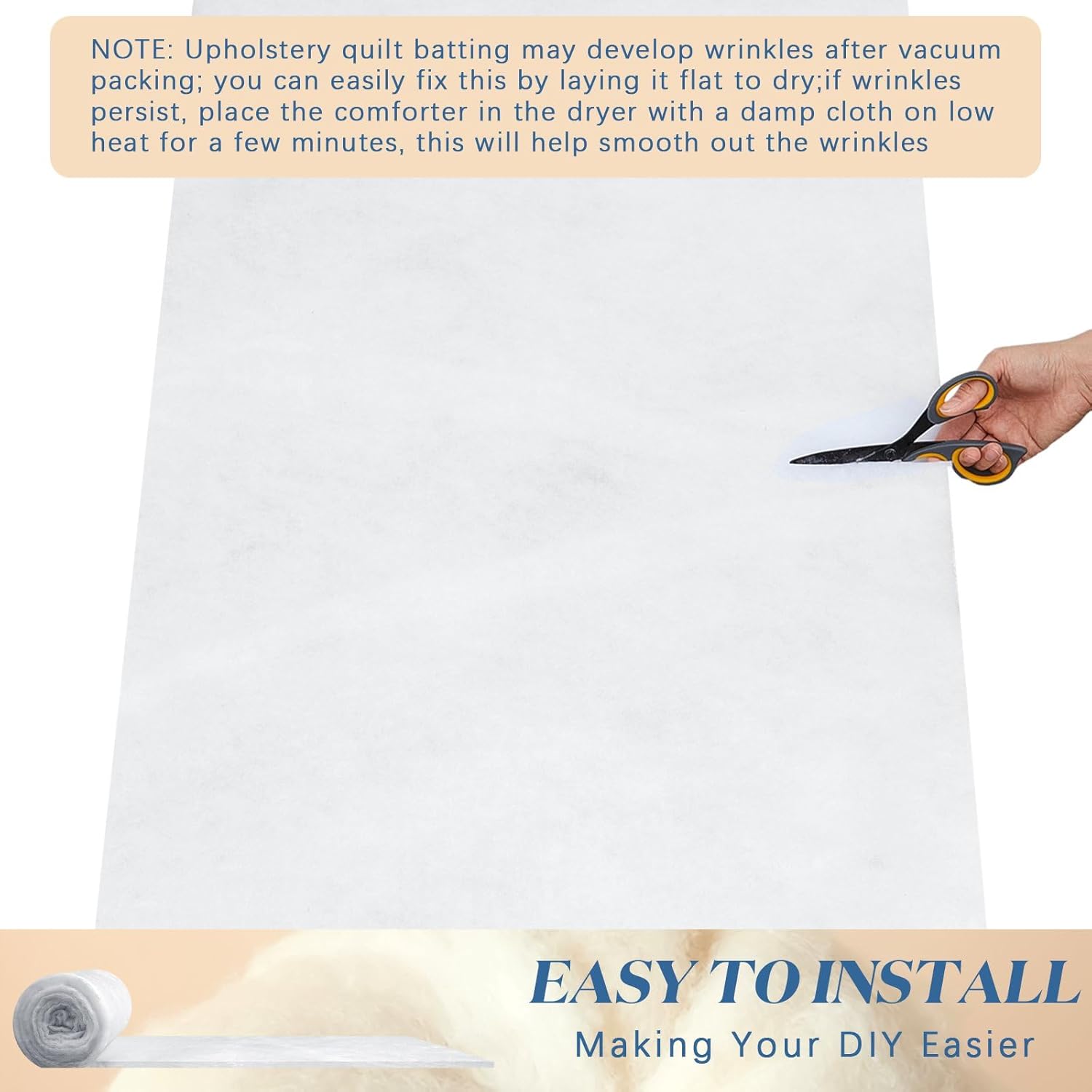 Peryiter 2 Roll Upholstery Quilt Batting 24 Inch x 2 Yard x 2 Inch Polyester Batting Multipurpose Fiberfill Stuffing Fabric for Cushion Pillows Bedspreads Interior Decoration Crafts