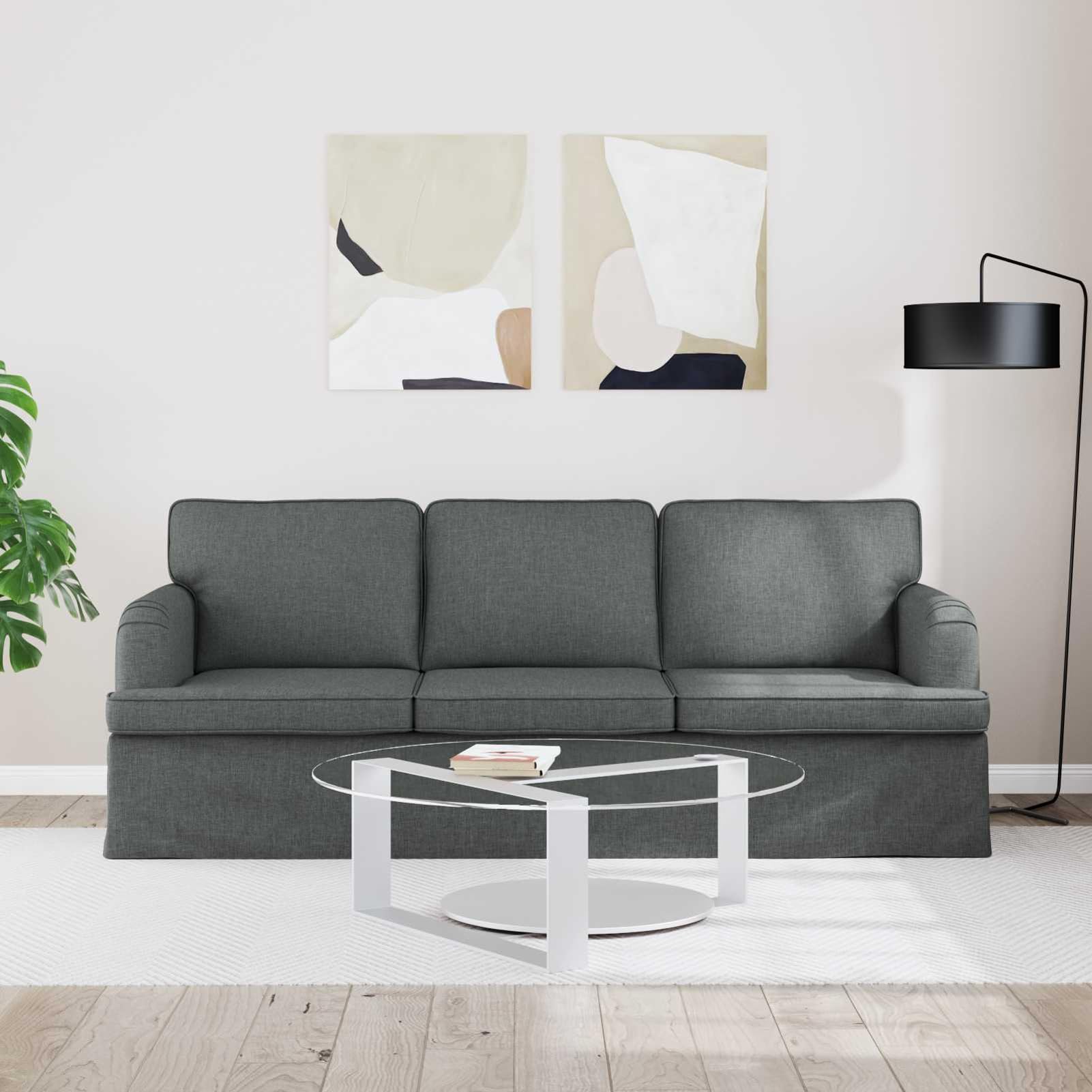 Gecheer Divano modulare Moderno, Design Minimalista configurabile, Tessuto Grigio Scuro, Struttura Metallo e Legno, 201x80x85 cm, per Soggiorno e Camera da Letto