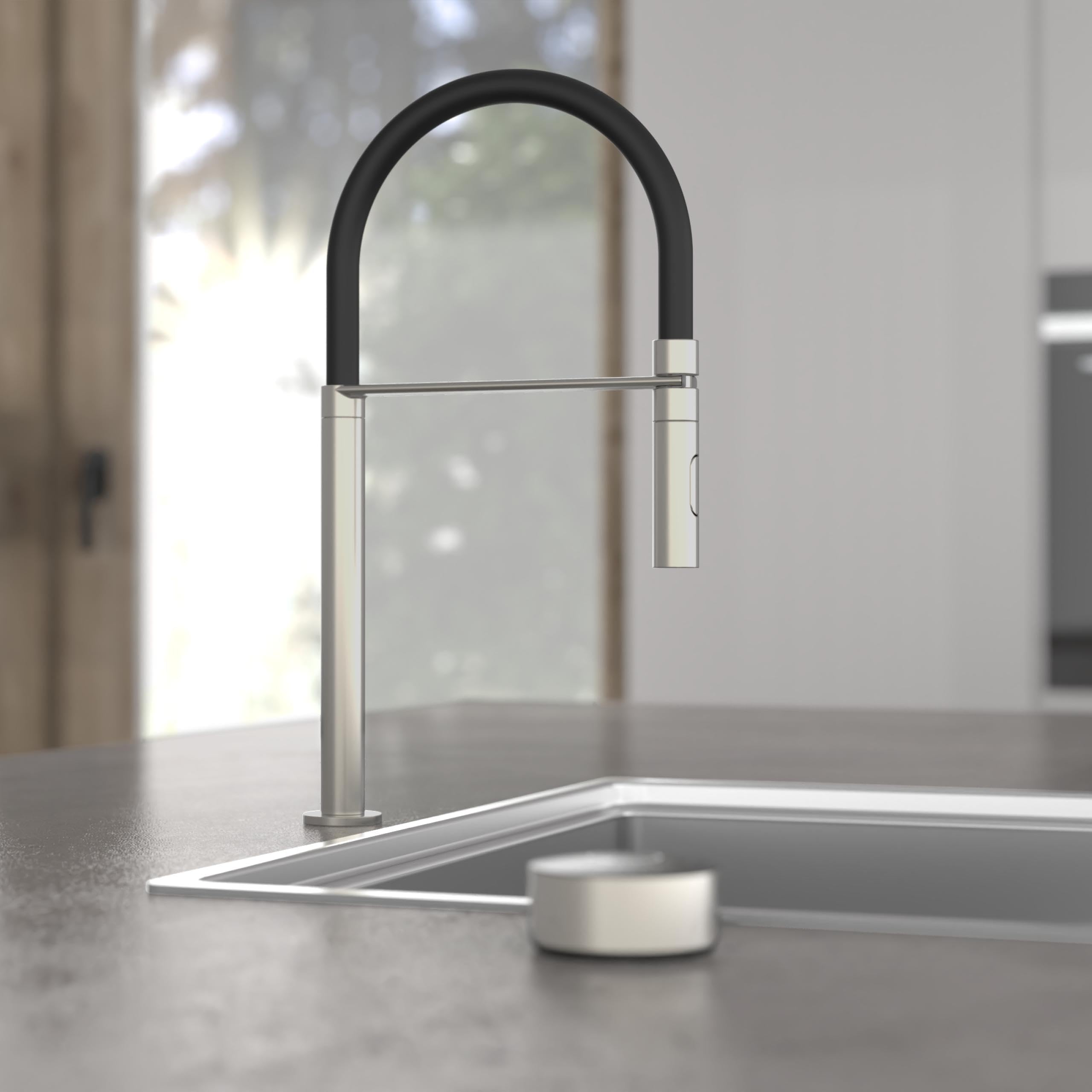 SCHÜTTE Aquadot, rubinetto digitale per lavello con controllo intelligente, rubinetto moderno da cucina con tubo soft touch, effetto acciaio inox/nero