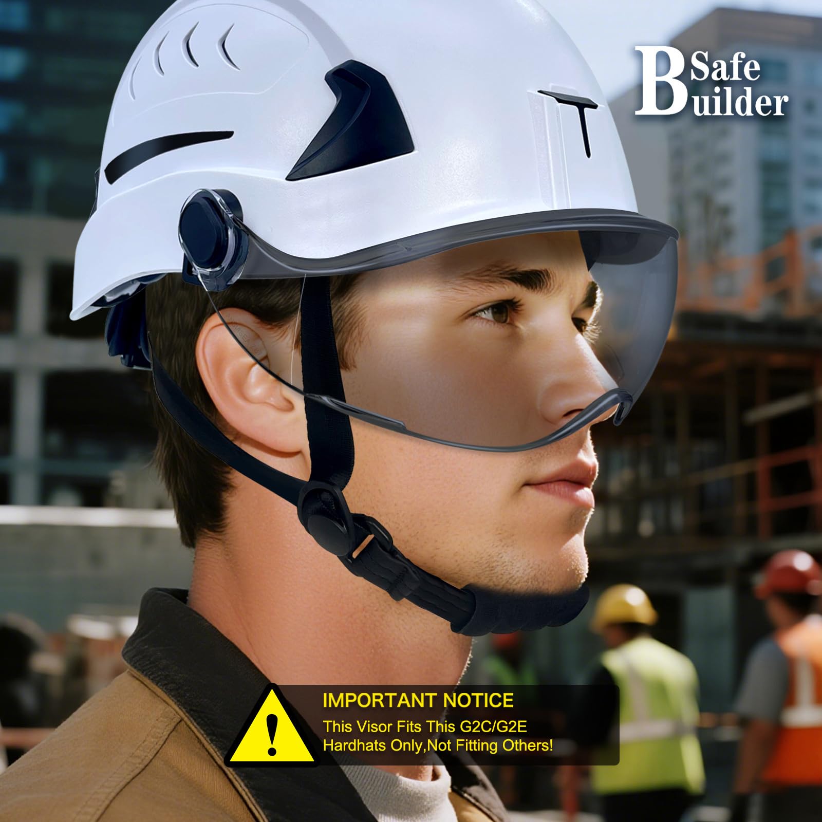SAFEBUILDER G2C Casque de sécurité ANSI Type 2 Classe C Casque de sécurité avec doublure EPS ventilée Léger pour travaux de construction en hauteur Rescue Industrial OSHA
