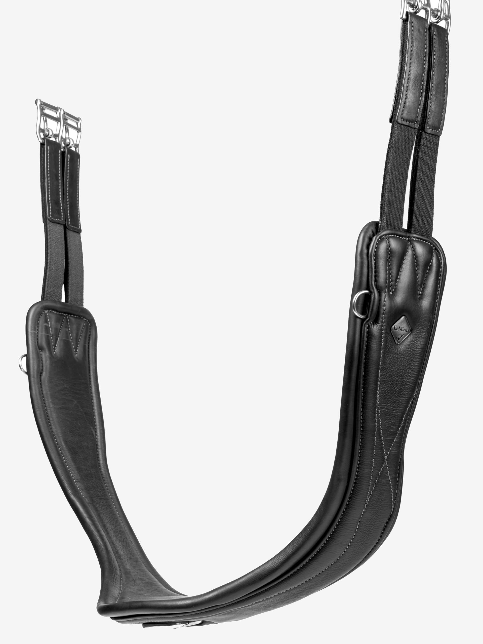 LeMieux Gel-Tek Anatomic Jumping Girth - Contoured Shape - Dynamic Gel and Ultra Soft Leather - Black - 110cm/44"