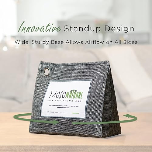 Miniatura 4 de Moso Natural Bolsa purificadora de aire de 10.58 oz. Un eliminador de olores sin olor para armarios, baños, lavanderías, áreas de mascotas.