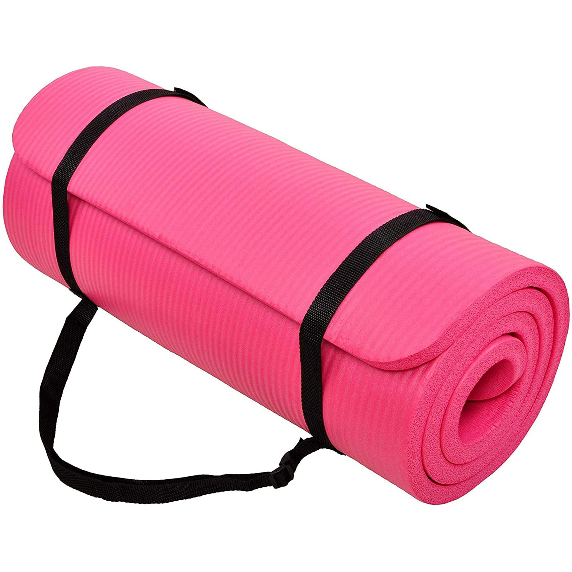 BalanceFrom 1-Inch Premium Yoga Mat,High-Density NBR Foam,1 Inch Thick Yoga Mat for Superior Cushioning and Joint Protection,Non-Slip for Pilates,Gym & Exercise Pink