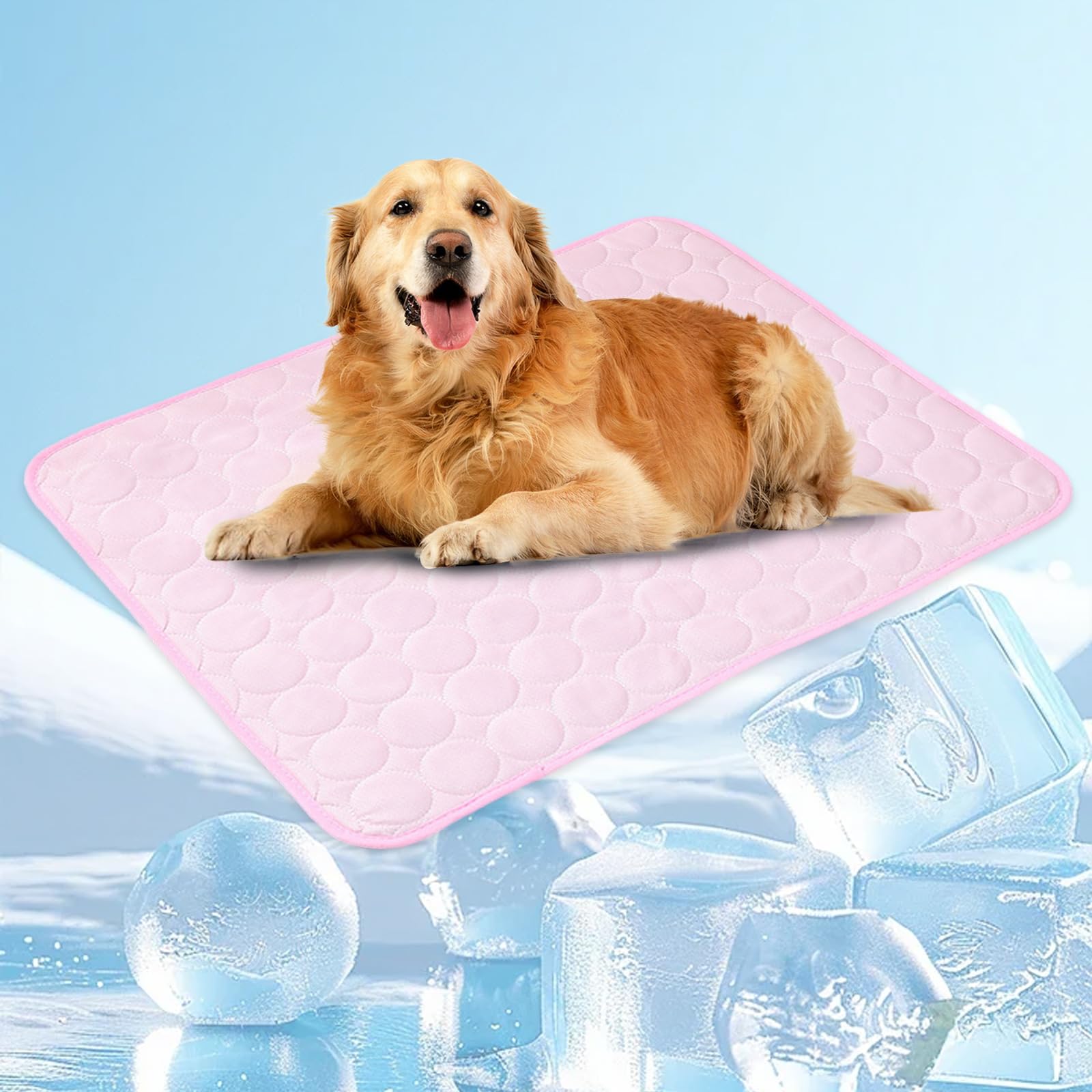 Jhbsou Pawolaf Dog Cooling Mat, Pet Cooling Beds for Cats and Dogs, Keeping Your Furry Friend Sleep Cool and Comfortable All Summer Long (Pink,XXL: 59 * 30”)