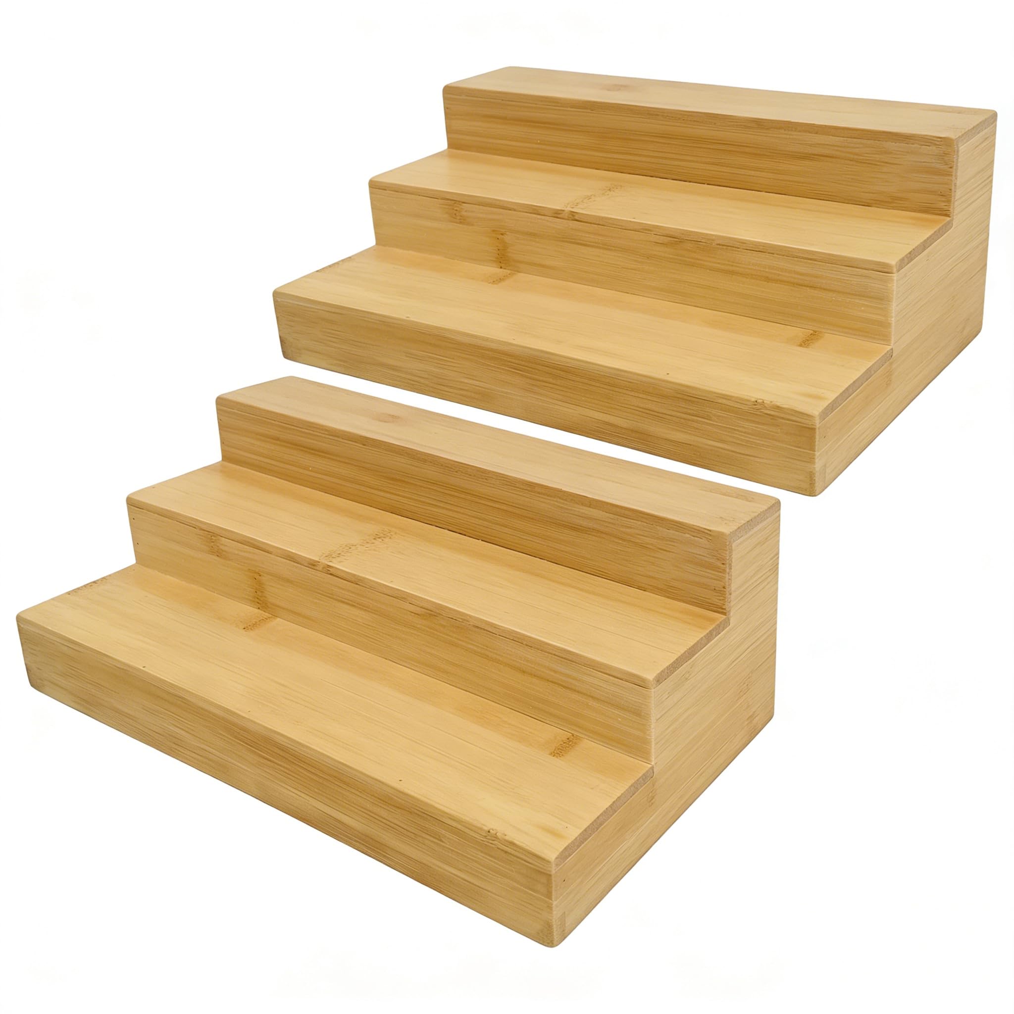 Lot de 2 étagères à épices en bambou à 3 niveaux - Pour armoire et plan de travail - Pour salle de bain, cuisine, bureau