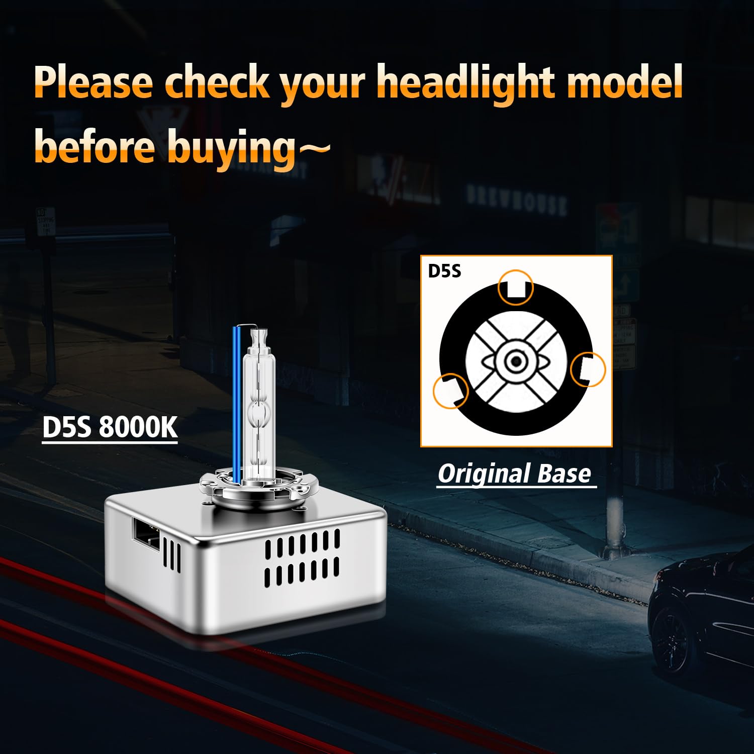 D5S 35W Xenon-Scheinwerferlampen, 8000K Kaltweiß 12V Fern/Abblendlicht HID Lampe, 2 Stück