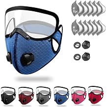 Reusable Carbon Filter Dust Mask Anti-Sun, 5-Layer Filter | face protection mask with Adjustable Goggles, Windproof Face Covering Mask for Motorcycle Riding,Cycling, Outdoor Work Travel
