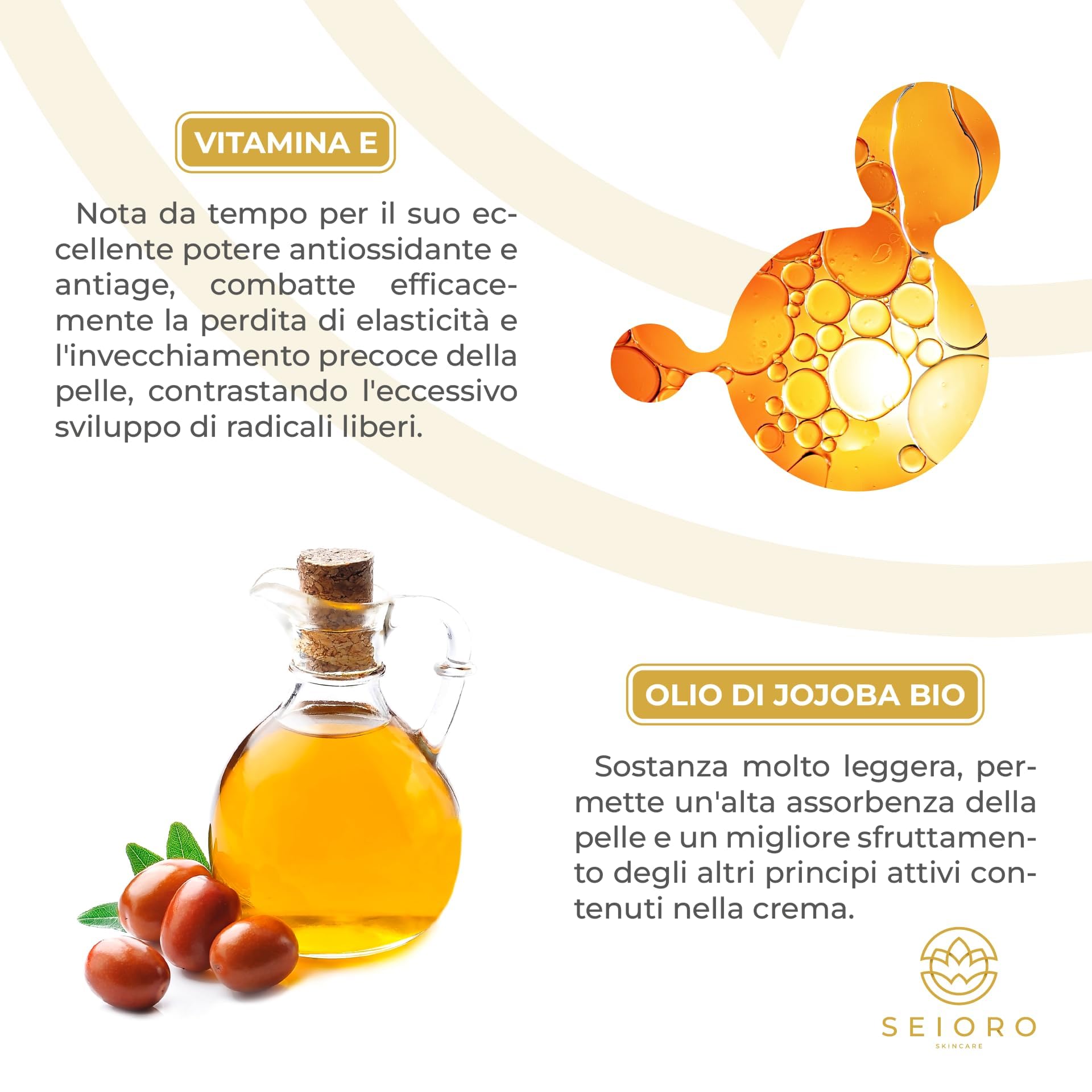 SEIORO Crema Viso Bava di Lumaca Biologica con Acido Ialuronico e Vitamina E. Antirughe Donna Idratante e Antimacchie per Pelle Mista, Secca o Grassa, 50 ml. | 100% Made In Italy