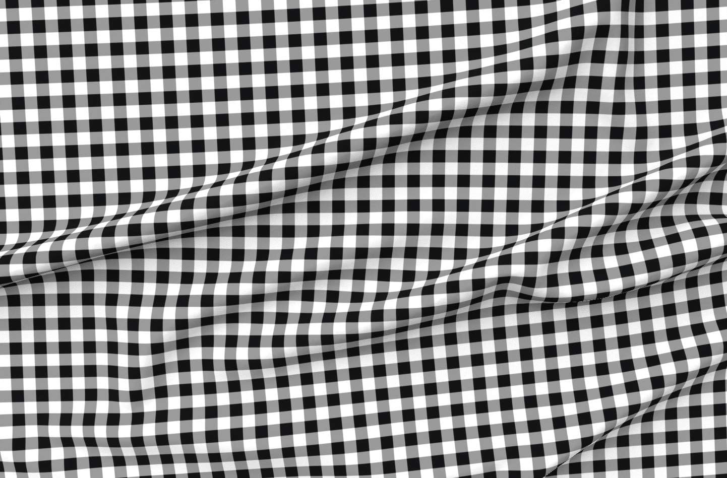 Spoonflower Fabric - Gingham Black White Gray Check Plaid Tartan Greyscale Buffalo Nursery Printed on Petal Signature Cotton Fabric Fat Quarter - Sewing Quilting Apparel Crafts Decor