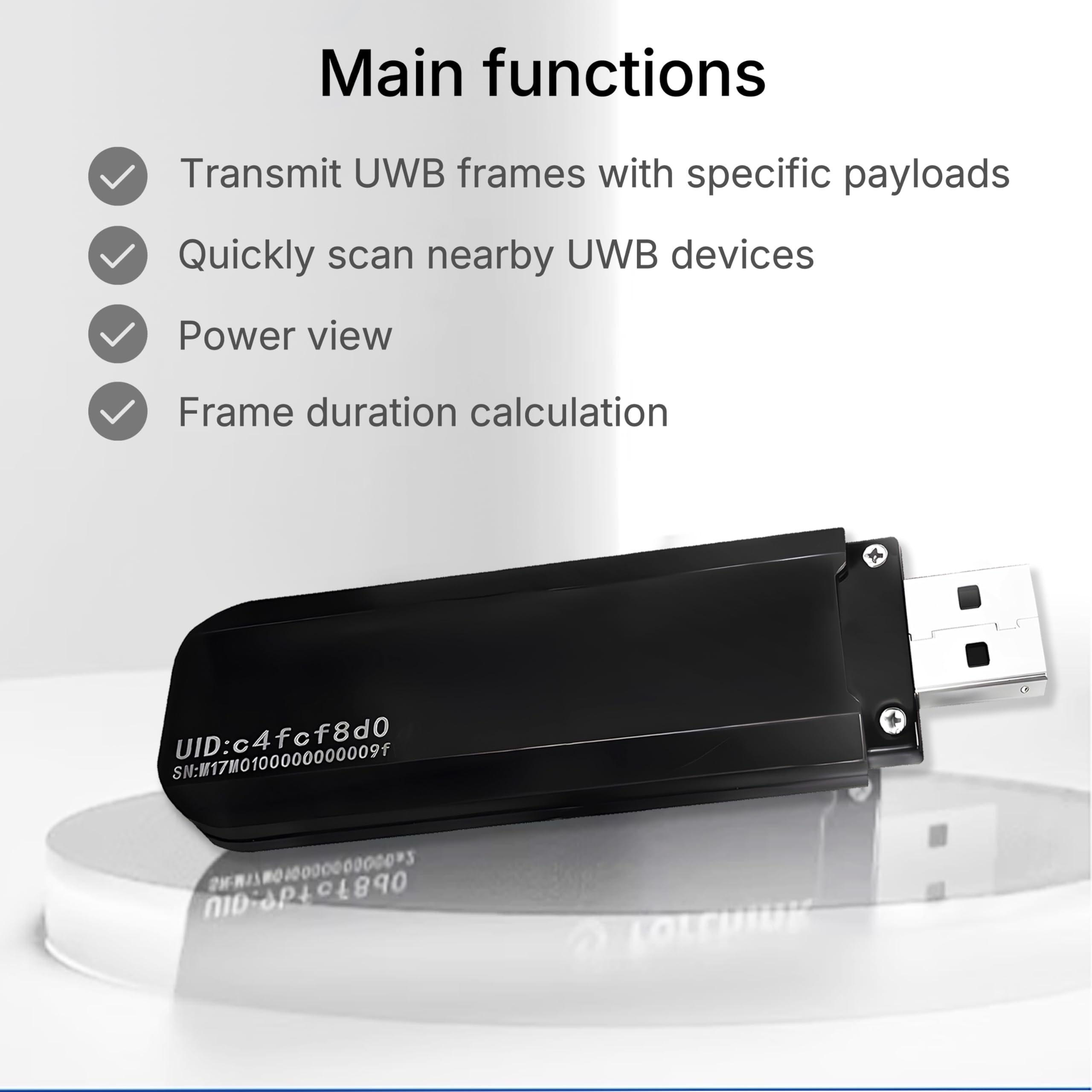 Heltec UWB Dongle Sniffer Ultra-Wideband Paketanalyzer für IoT, IEEE 802.15.4, FiRa/CCC-Protokoll TOF/TDOA-Positionierung, 6,8 Mbps Datenrate, ARM Cortex-M33, USB-A-Schnittstelle