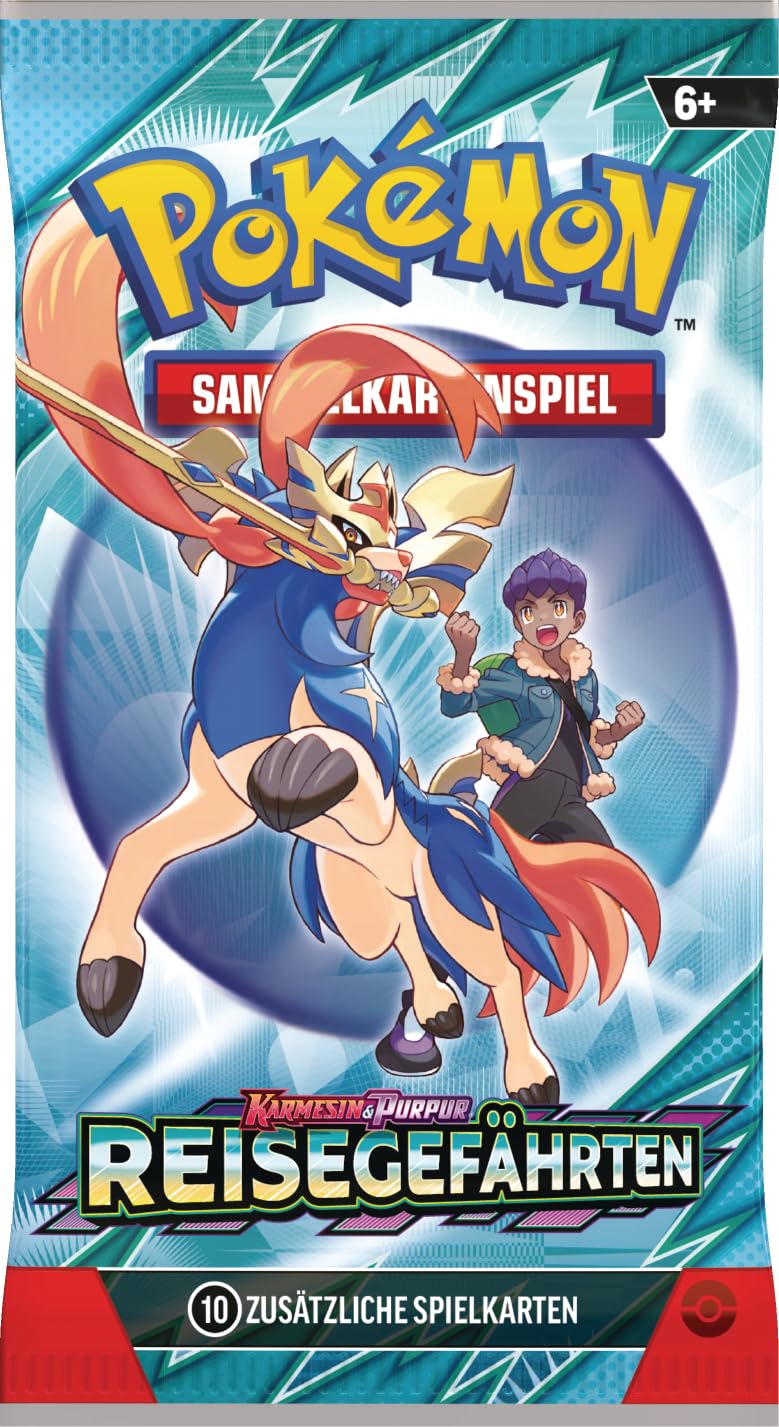 Pokémon-Sammelkartenspiel: Boosterpack-Display Karmesin & Purpur – Reisegefährten (enthält 18 Boosterpacks)