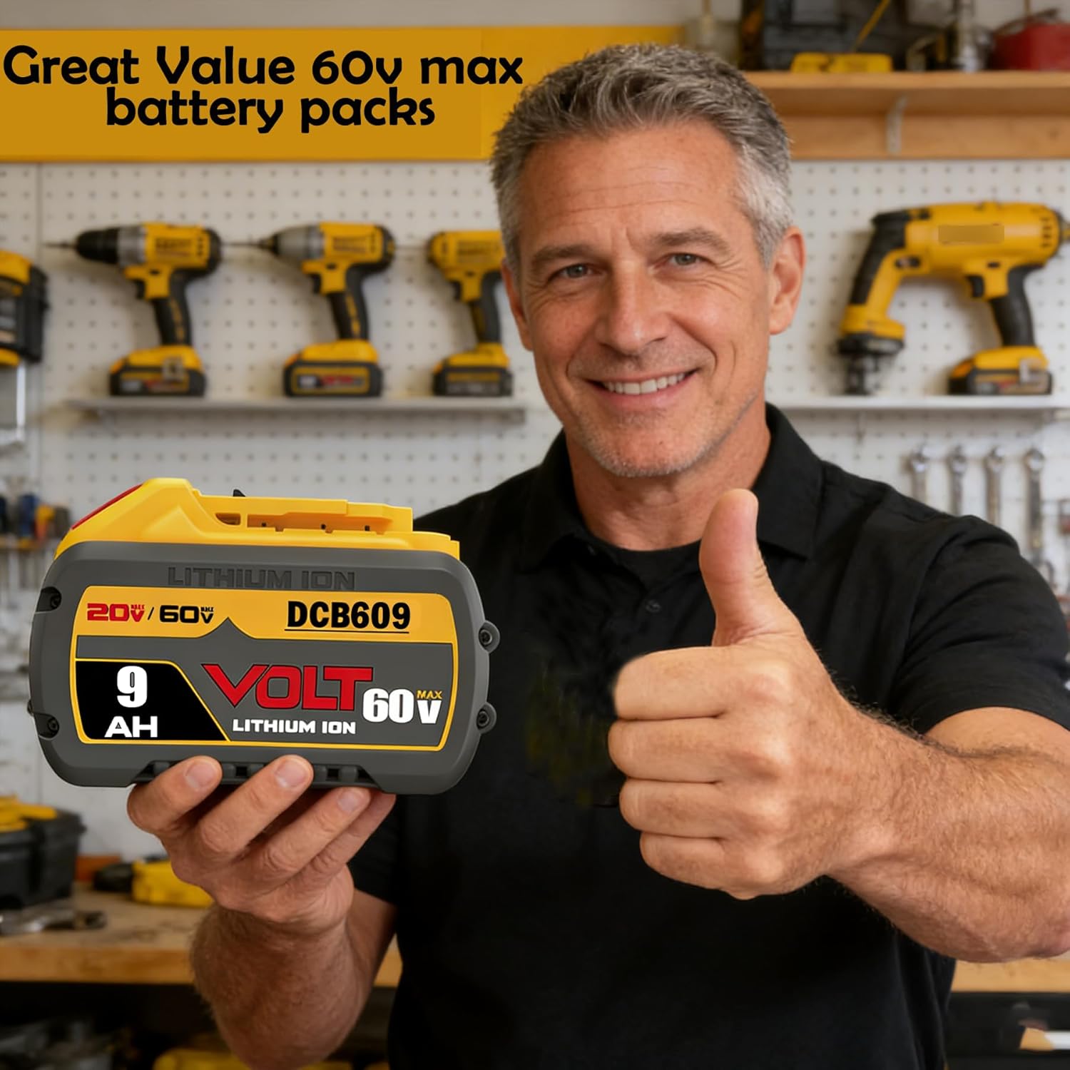 LONG FIT DCB609 60V MAX Replace for dewalt 60v max Battery, 20V/60V MAX 9.0Ah, Compatible with Original Power Tools and Chargers
