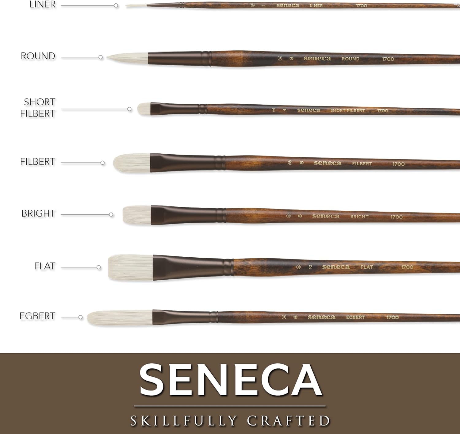 Seneca Artist Brush, Filbert 4 (1700FB-4) by Willow Wolfe, Professional Synthetic Bristle Paint Brush for Acrylic, Oil and Water Mixable Oil, Series 1700, 4 Filbert