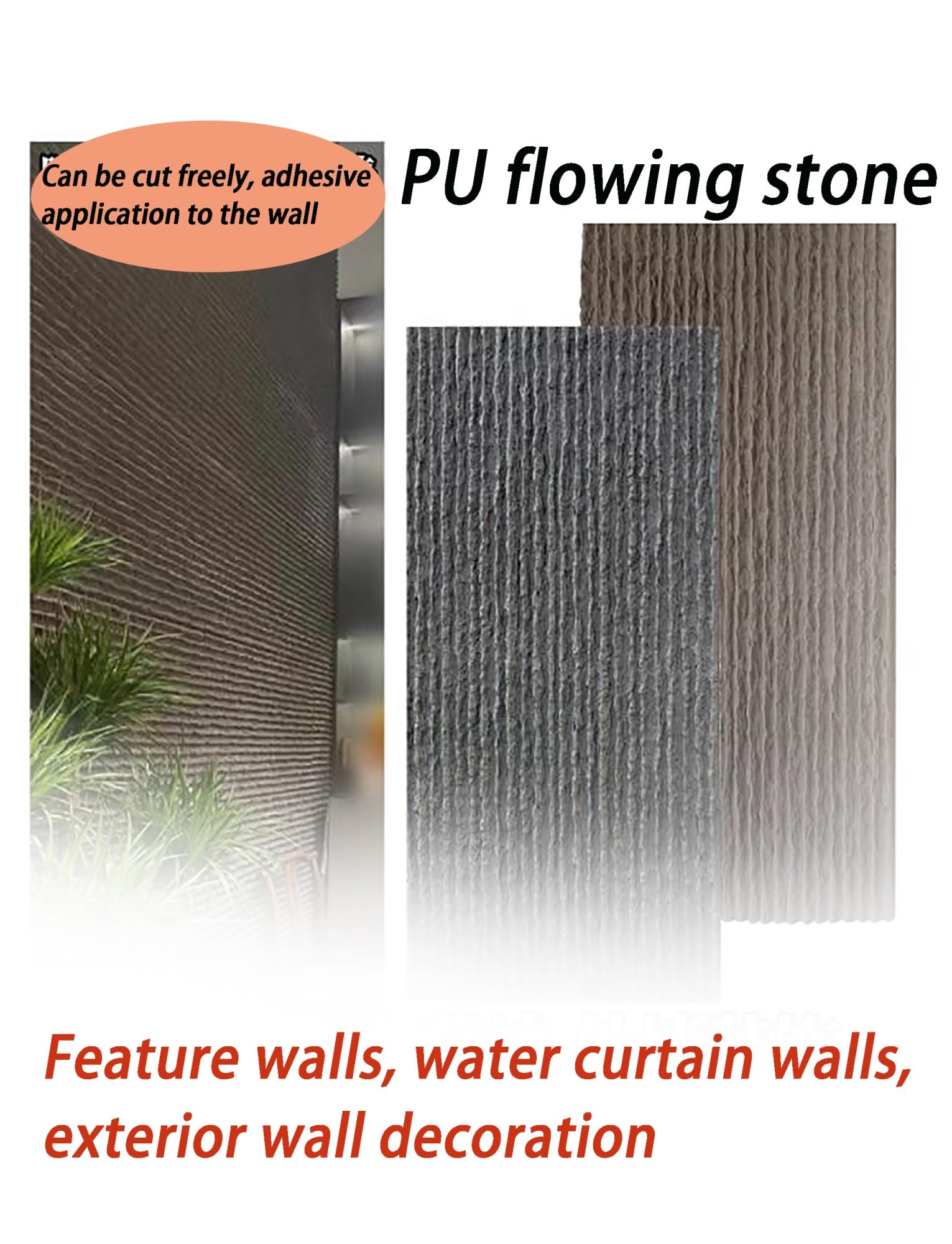 Panel de pared de chapa de piedra sintética, revestimiento artificial ligero para decoración de interiores y exteriores, material de poliuretano duradero para decoración de pared de fondo
