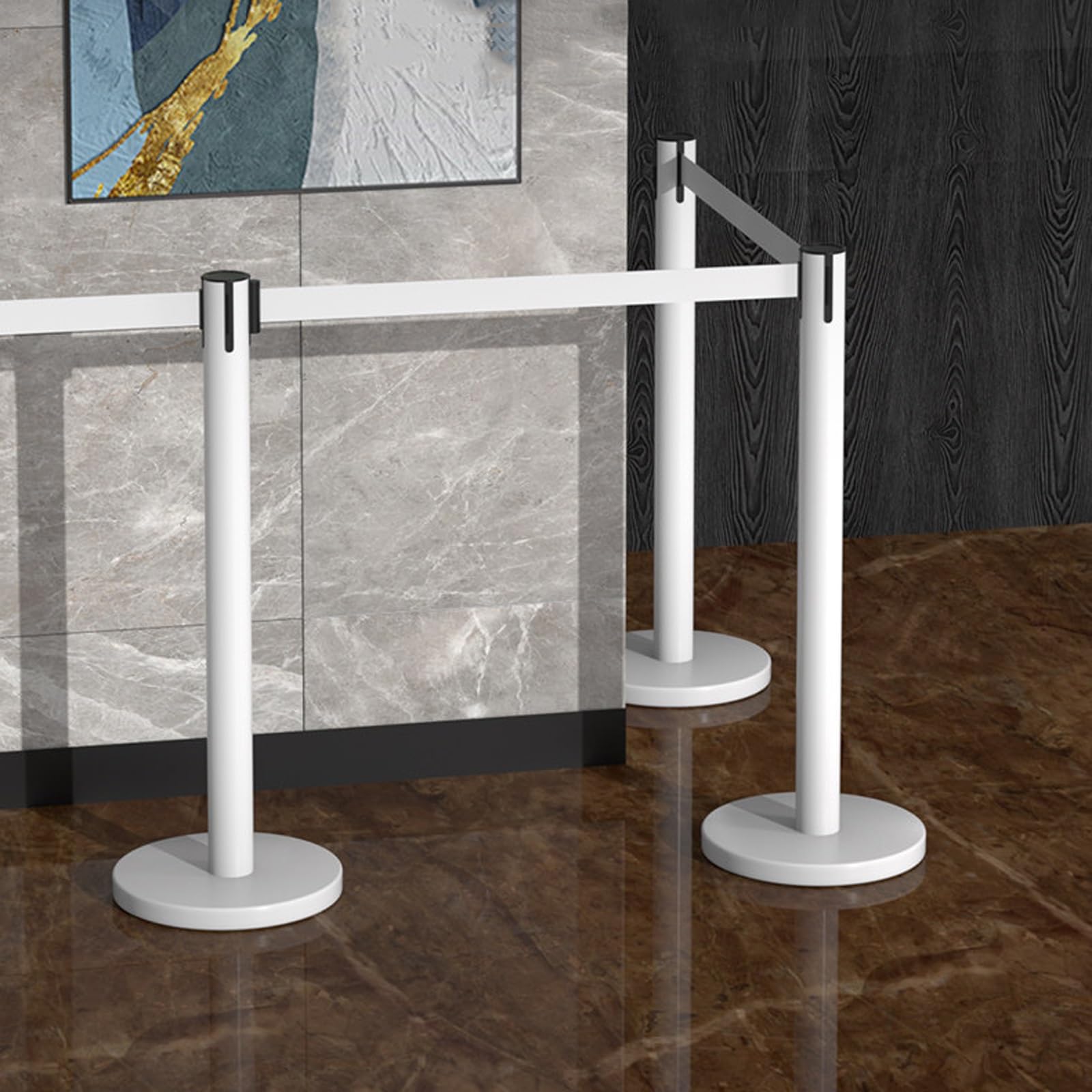 Soportes retráctiles con cinturones de 6 pies, barreras de control de multitudes con soporte para carteles, gestión de colas para bancos, minoristas, eventos, museos