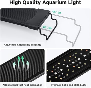 AQQA LED Aquarium Light,30W Full Spectrum 24/7 Mode Fish Tank LED Light,Adjustable Timer Brightness Aquarium Lighting,Memory Function Aquarium Plant Light with Extendable Bracket,for 80-100cm
