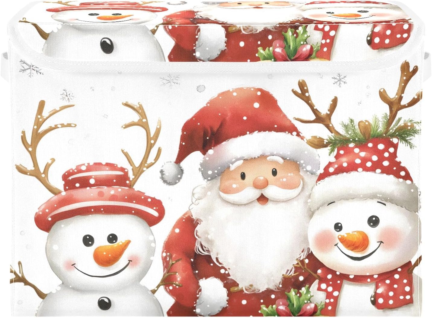 Storage Bins with Lids and Handles,Christmas Snowman Storage Box Storage Basket with Cover Collapsible Organizer Containers for Home Closet, Shelves
