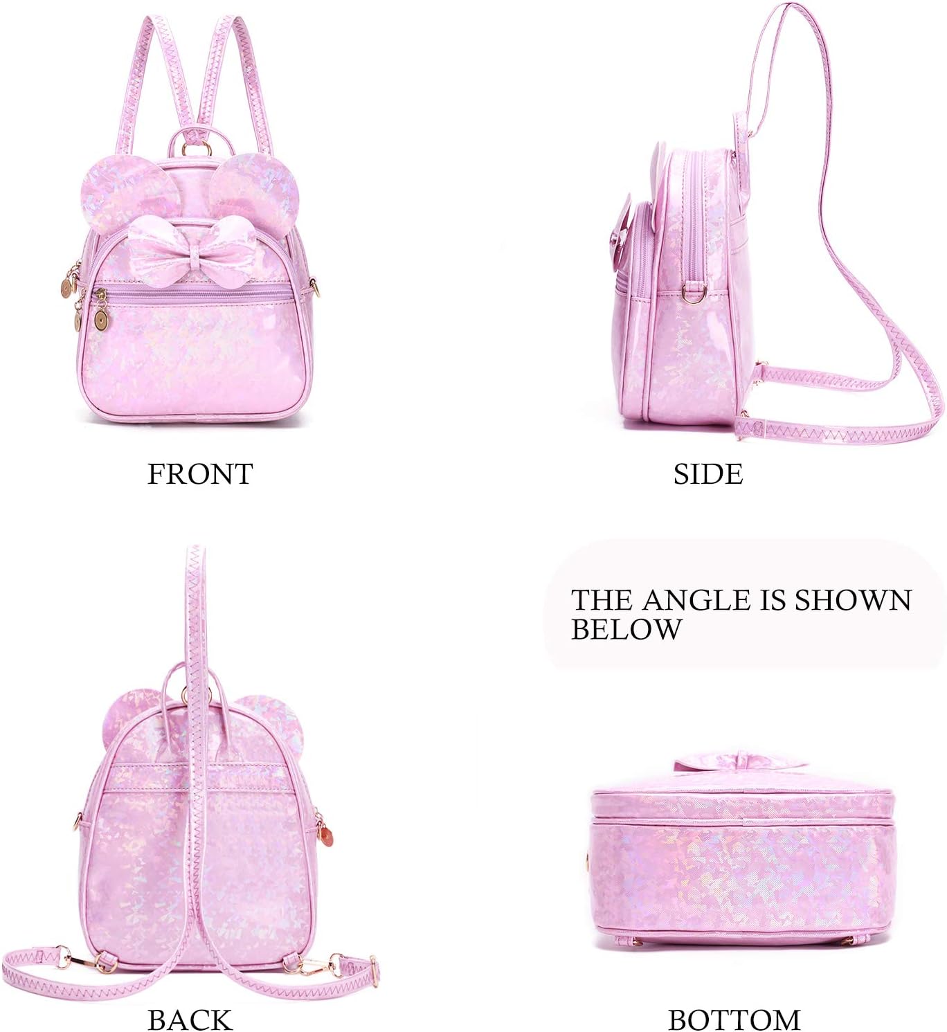 KL928 Girls Mini Backpack Bowknot Polka Dot Cute Small Daypacks Convertible Shoulder Bag Purse for Women - Image 5