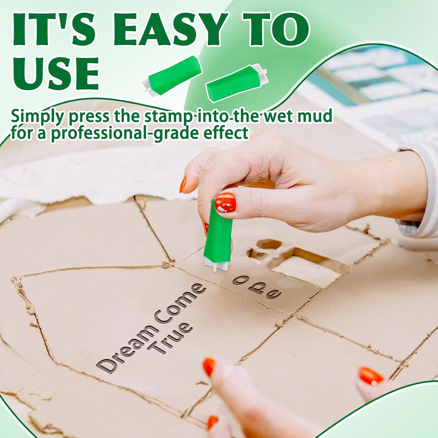 Meetory 2 PCS Alphabet Stamps for Clay Pottery, Letter Stamps, Clay Letter Stamps, Capital Letters and Number, Lowercase and Alphabet Symbols Small Press Fondant Embosser DIY Cookie Stamps - Image 3