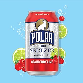Polar Seltzer Water Cranberry Lime, 12 fl oz cans, 24 pack