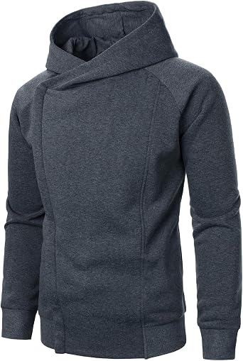 evzosrz Mens Oblique Zipper Hoodies Long Sleeve Hooded Drawstring Asymmetric Sweatshirt Slim Fit 2024 Winter Warm Jackets