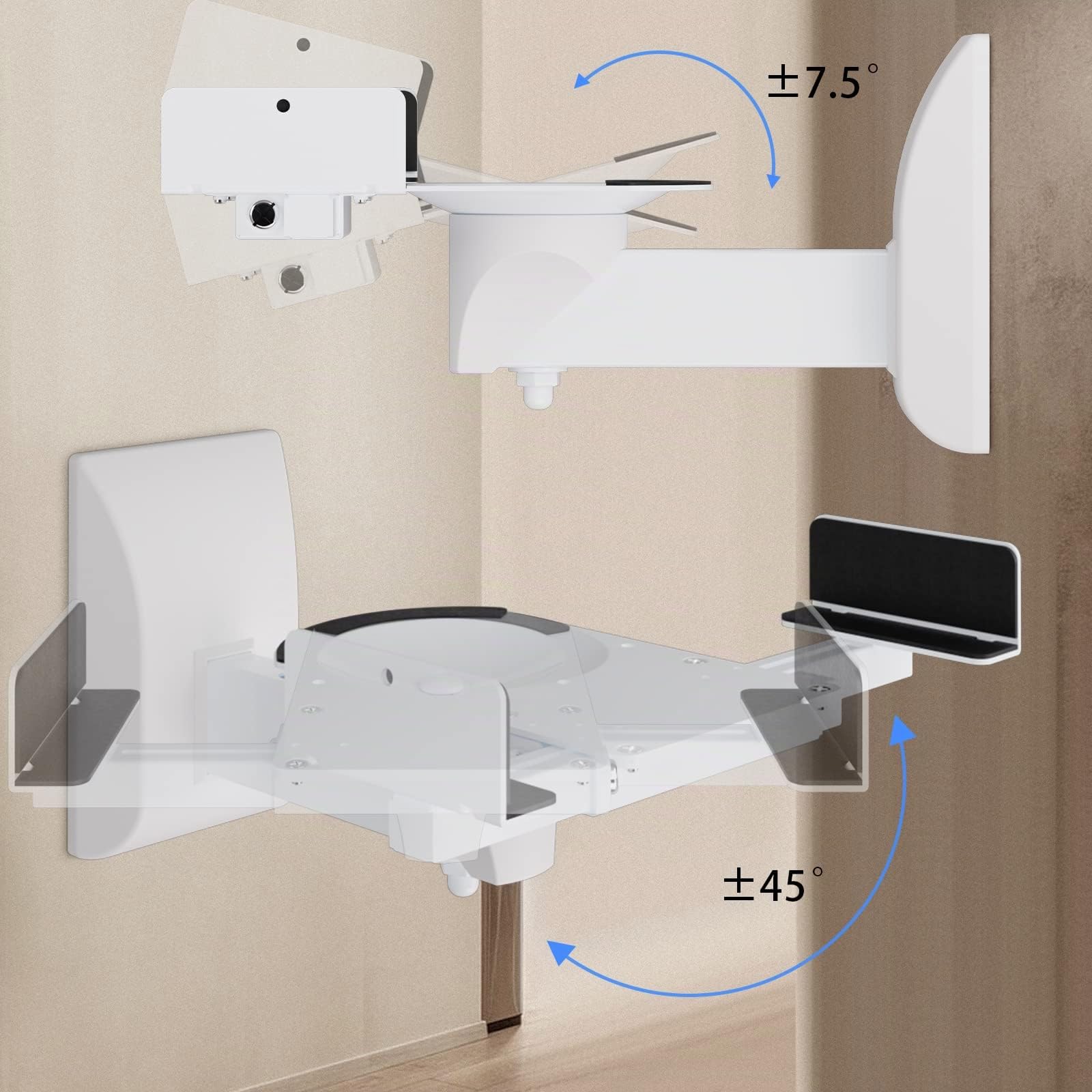 Suptek 2 supporti universali per altoparlanti Bose/Edifier/Hivi/JBL/Sony, 25 kg di carico, inclinazione e rotazione - SPM201 W