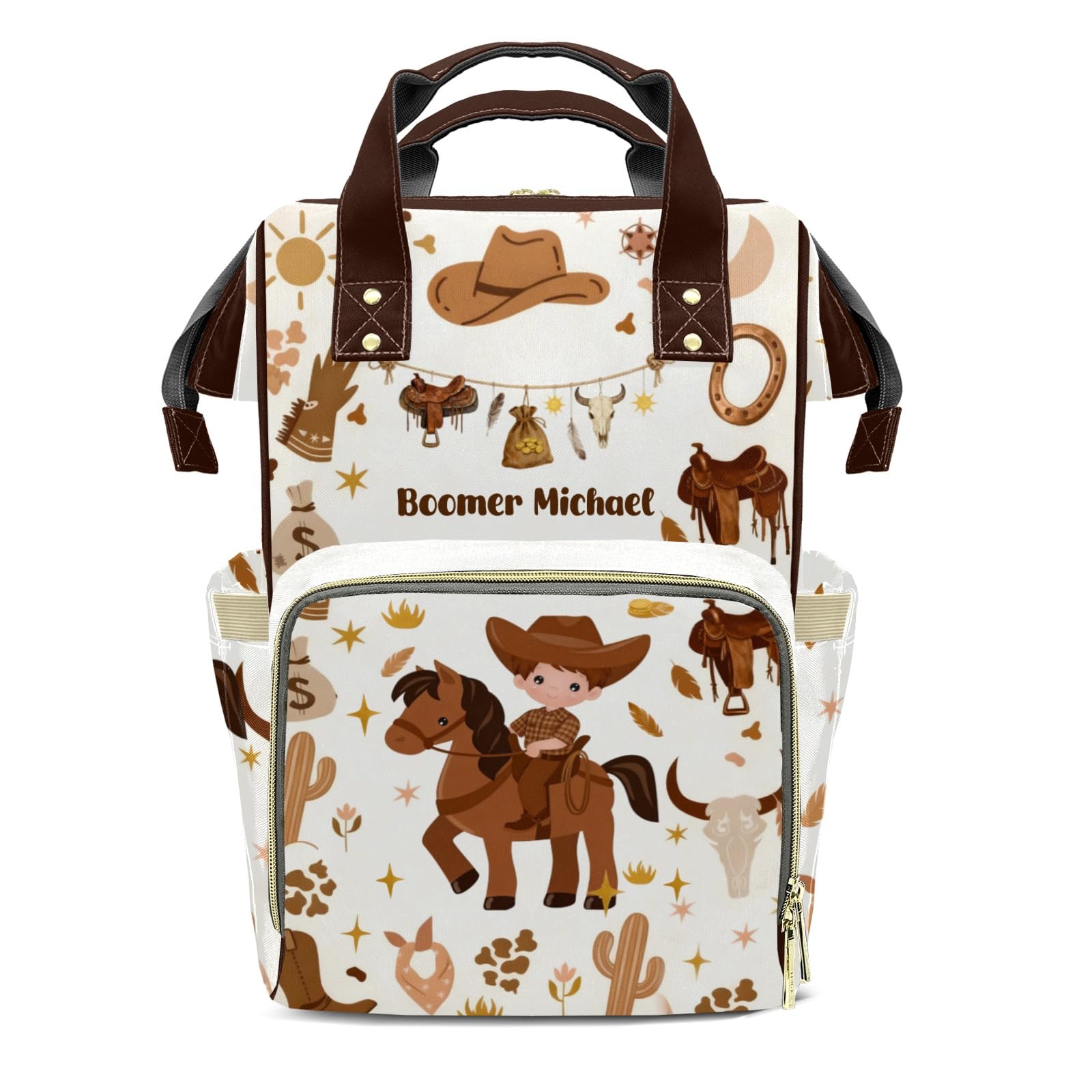 Personalized Diaper Bag Backpack Name Cowboy Western Life Wild Cowgirl Convenient and Durable: Waterproof Multi-Compartment Nappy Bag