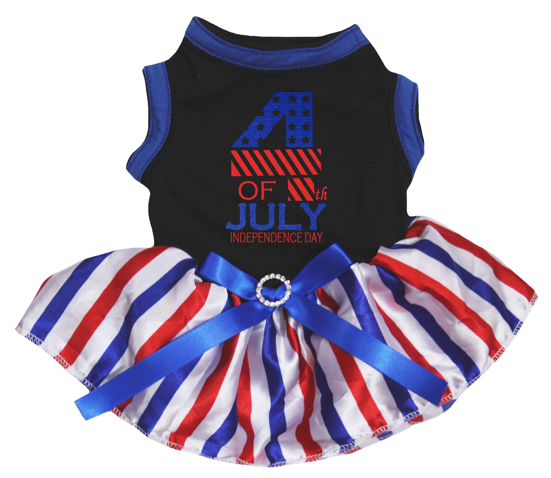 Robe pour chien rayures noires style Independence Day en tissu respirant taille M