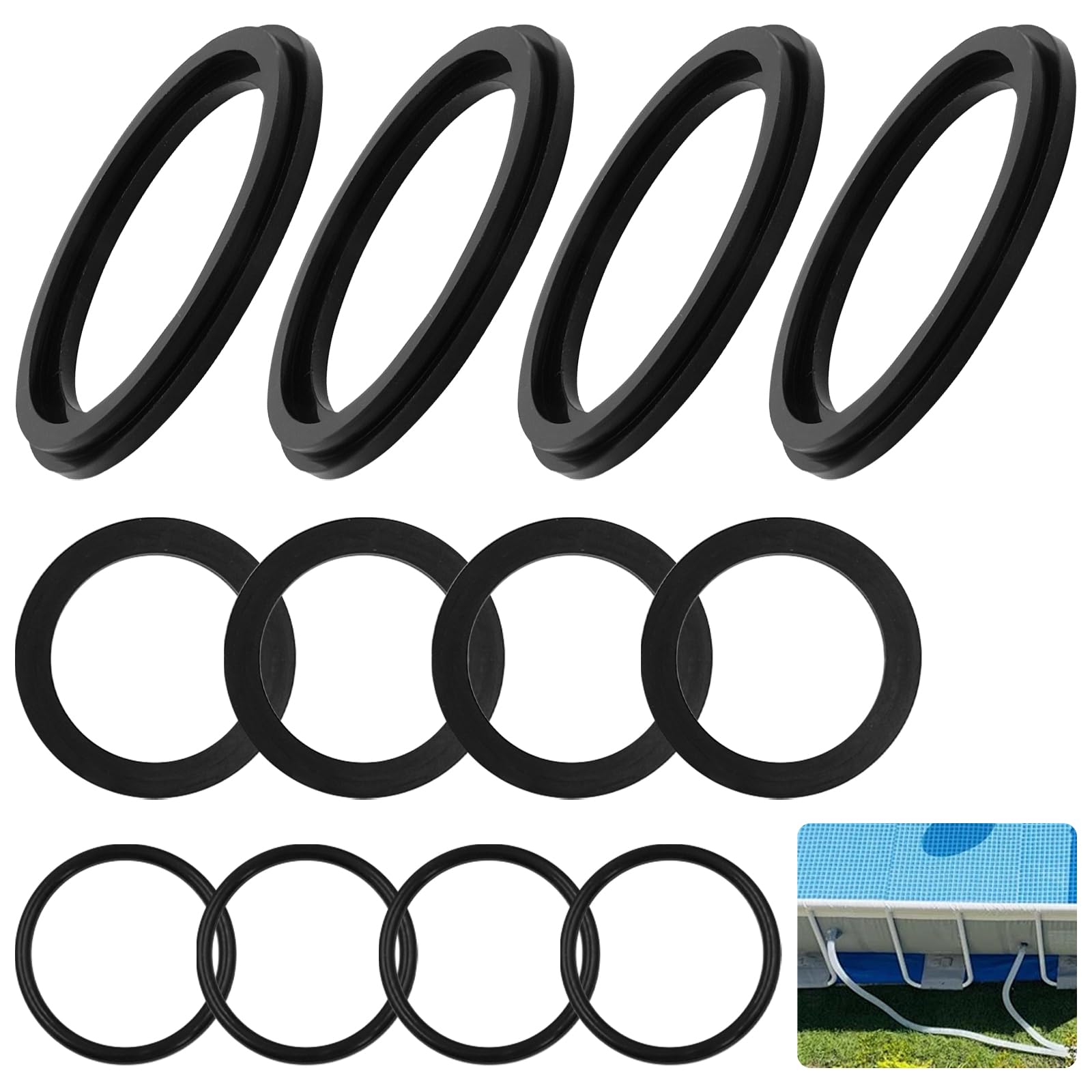 12 Pcs 25076RP Pool O-Rings Sealing Rings, Pool Sealing Rings, Gaskets, Round Sealing Pads; Pool Sealing Accessories, Compatible with Intex Pool Piston Valve Models 10745, 10262, 10255 and More