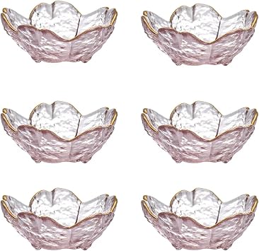 Set of 6 Cherry Blossom Glass Bowl Dessert Ice Cream Sauce Plate Small Bowl Pink-PNON PEN