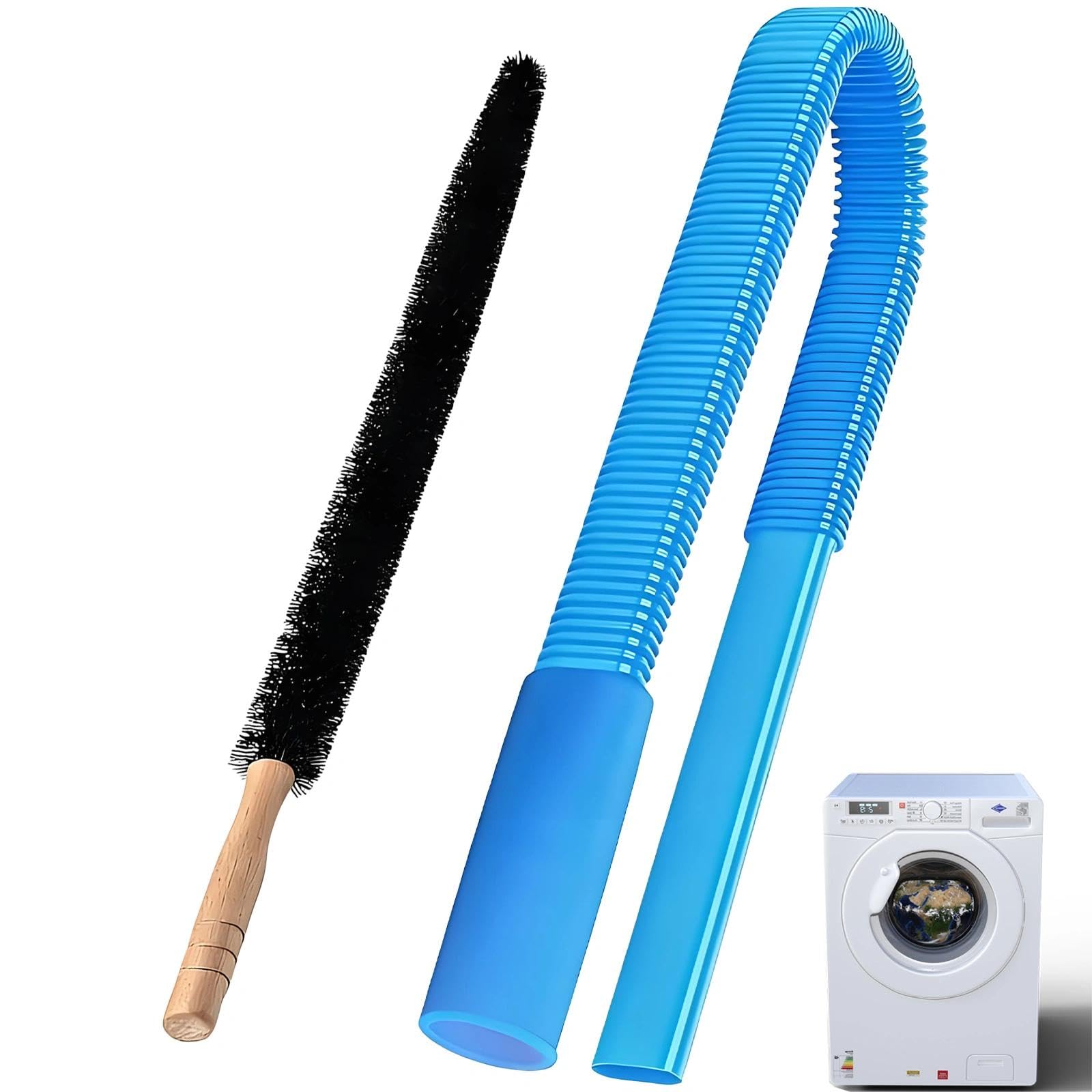 Jieshepr Blue 2Pcs Universal Dryer Vent Cleaner Kit, Tumble Dryer Cleaner With Lint Remover Brush, Efficiently Blocked Dryer Ducts For Dryer Vent, Power Washer, Air Conditioner Hoover Attachment And Behind Applianc