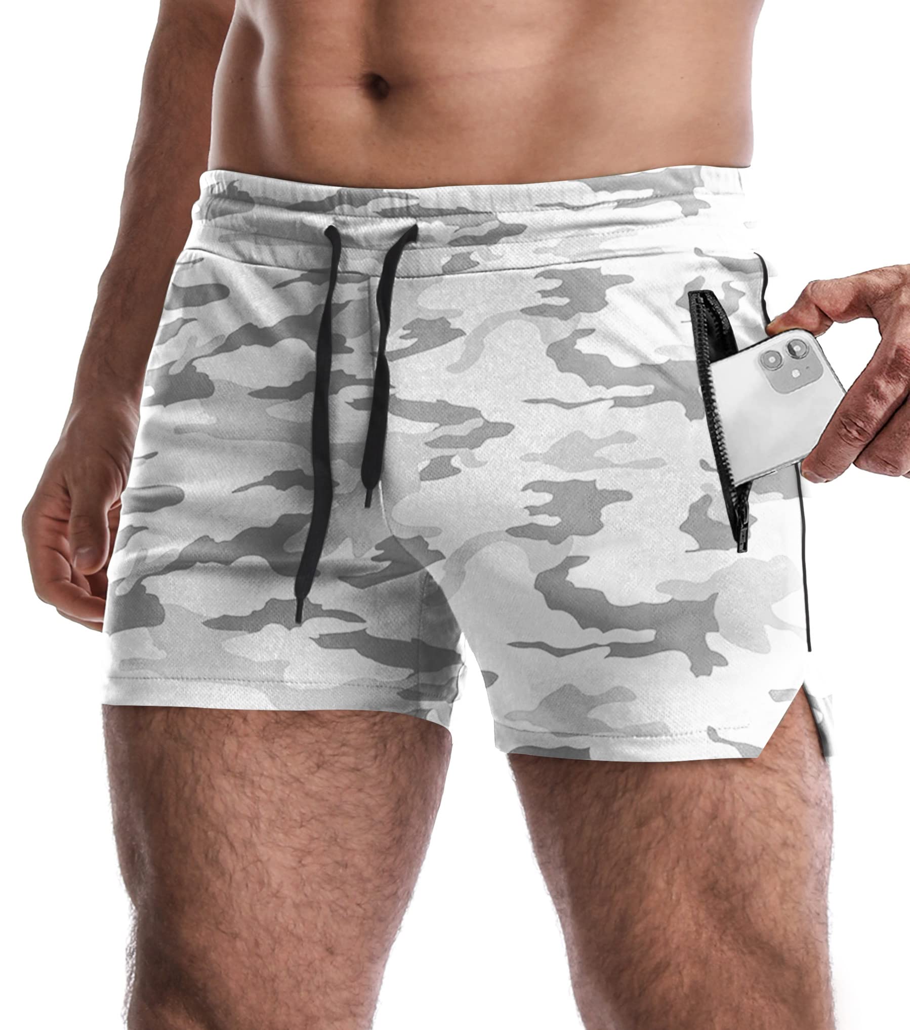 EVERWORTH Men's 3" Inseam Workout Shorts Quick Dry Gym Short Shorts Lightweight Shorts for Men with Liner and Zipper Pockets