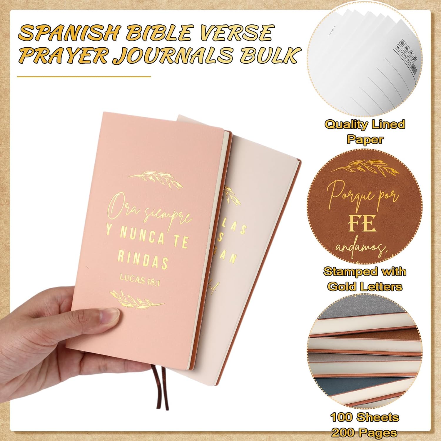 Crtiin 40pcs Spanish Christian Mothers Day Gifts Bulk Journal Prayer Notebooks and Bible Verse Pens Regalos Cristianos Religious Church Inspirational Party Favors(Morandi Color)