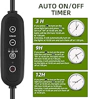 Vista 4 de Litever Kit de tira de luz de cultivo de 36 W con temporizador, 4 tiras de luz LED de 16 pulgadas con cables de extensión, accesorios de montaje