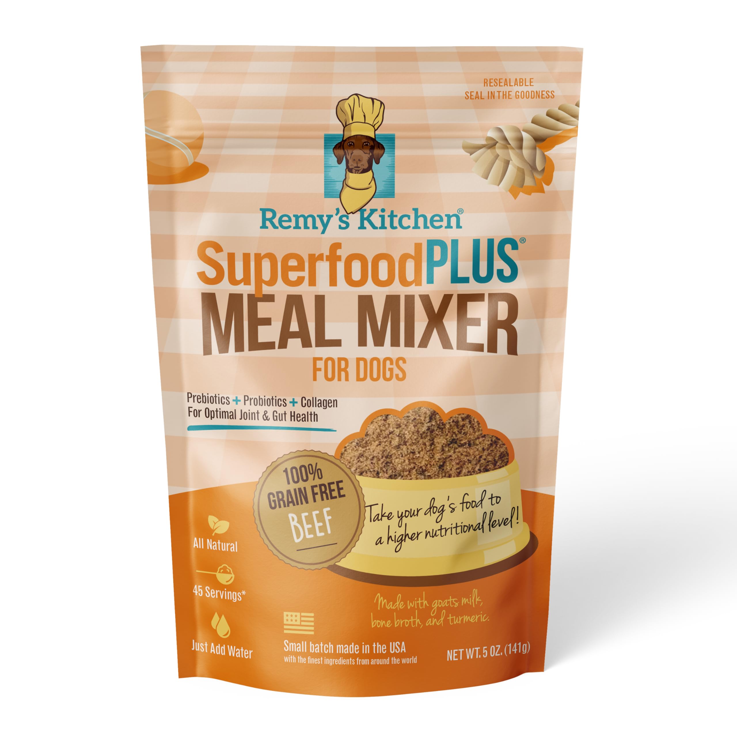 Remy’s Kitchen Beef SuperfoodPLUS Meal Mixers for Dogs - USA Sourced Meal Toppers for Dogs, Supporting Joint, Gut, and Heart Health - Dog Prebiotics