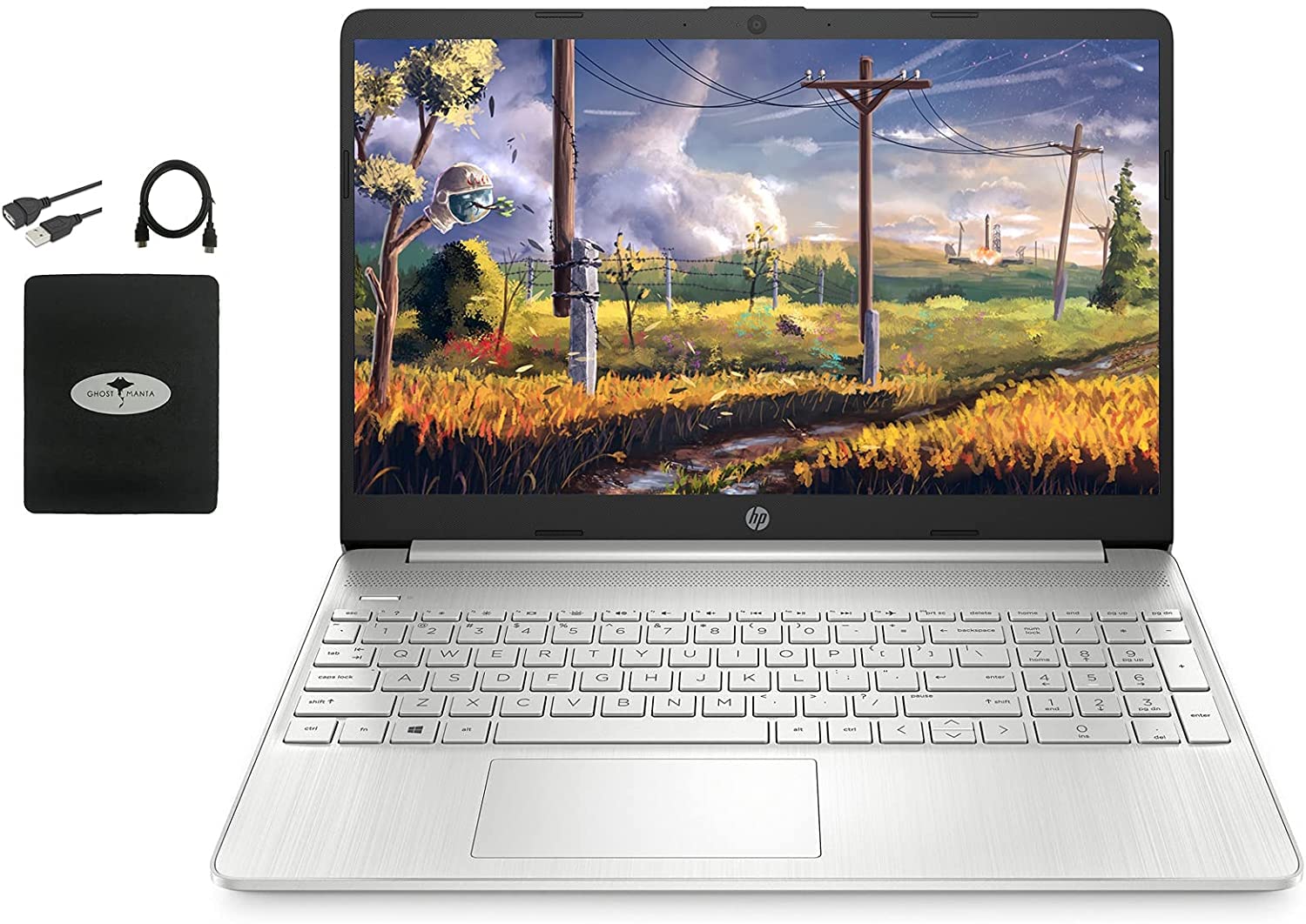 美品 HP 15s Athlon Silver Office2021 HP 14 inch HD Windows Laptop AMD Athlon 7120 4GB RAM 128GB SSD