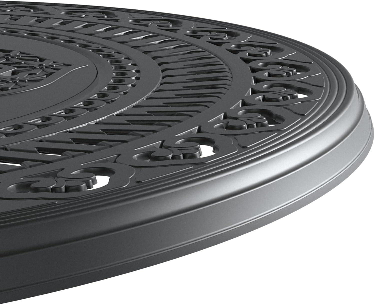 31.50 Inches Cast Aluminum Patio Dining Table with Black Frame & Umbrella Hole – Durable Outdoor/Indoor Table for Living Room, Balcony (1 Doors)