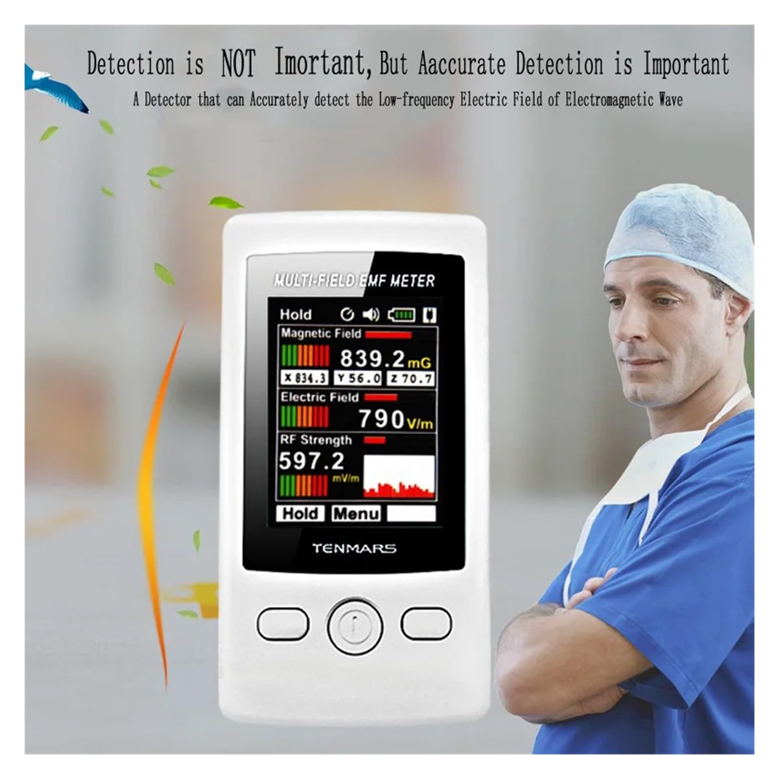 3-axis Magnetic Electric Field Strenght Digital Electromagnetic Radiation Detector TM-190 Multi-Field EMF Meter TM190