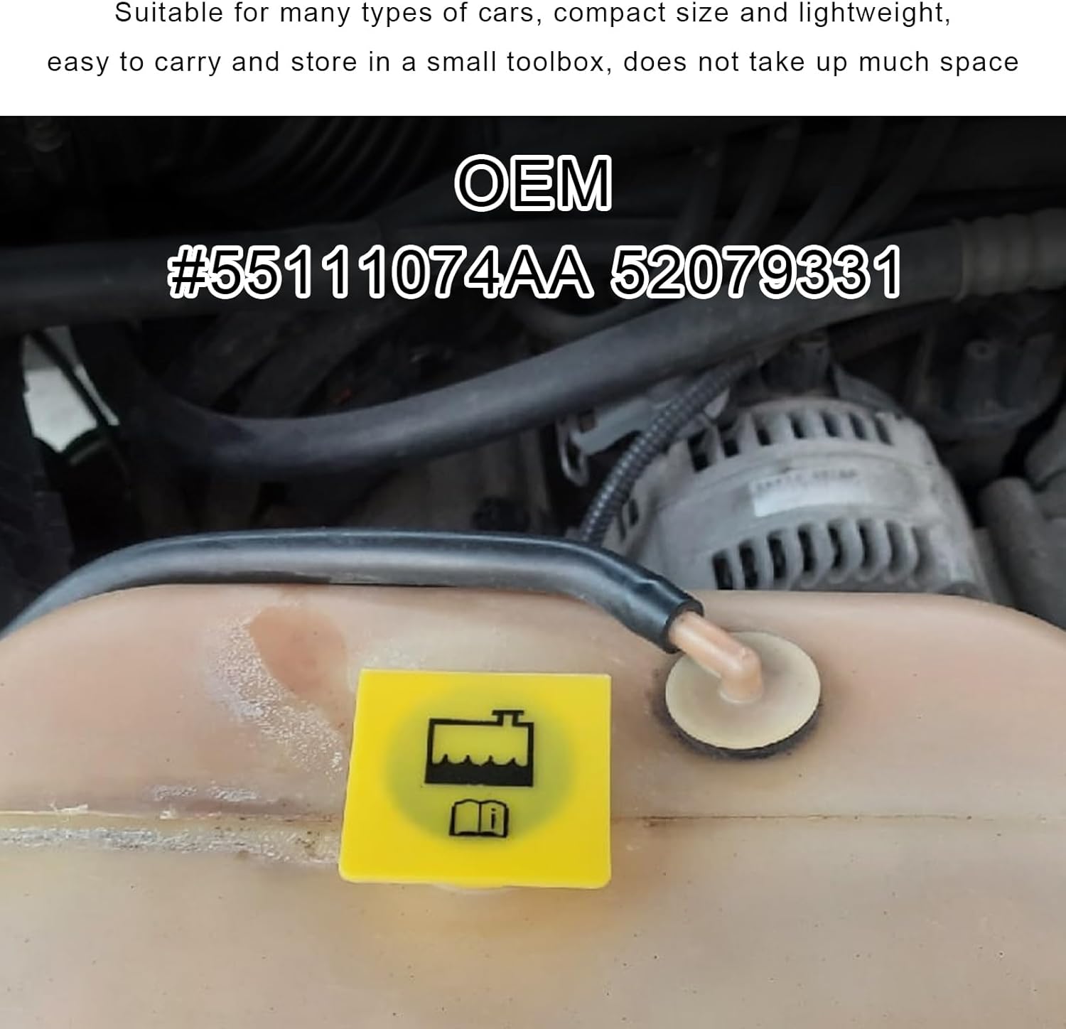 2PCS Engine Coolant Reservoir Cap, Radiator Overflow Tank Cap Replacement 55111074AA 52079331, Coolant Recovery Water Tank Cap Compatible with Grand Voyager Wrangler Compass