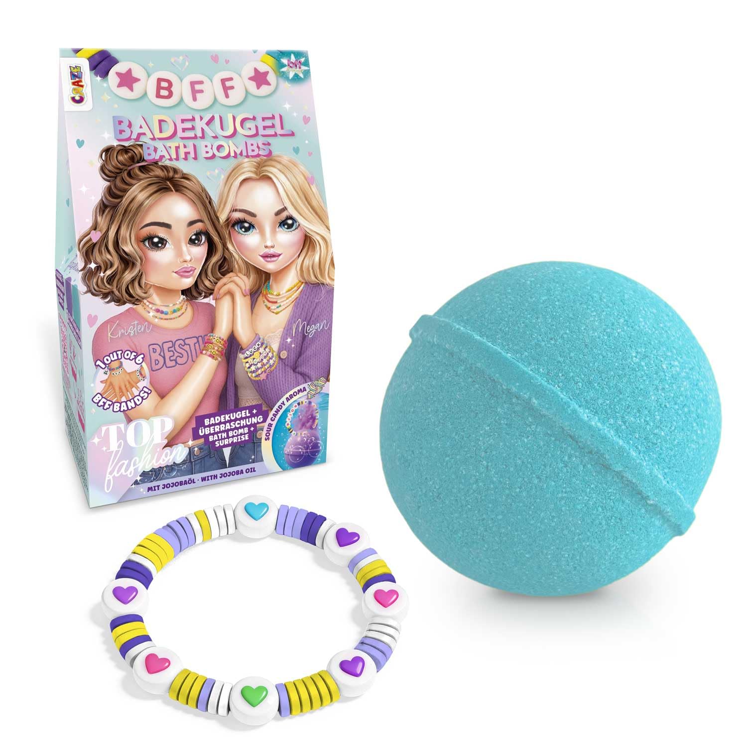 CRAZE TOP Fashion Surprise Bath Bomb with DIY BFF Bracelet – Popcorn Scented Bath Bomb for Girls & Teens, Surprise Gift Toy, 100g